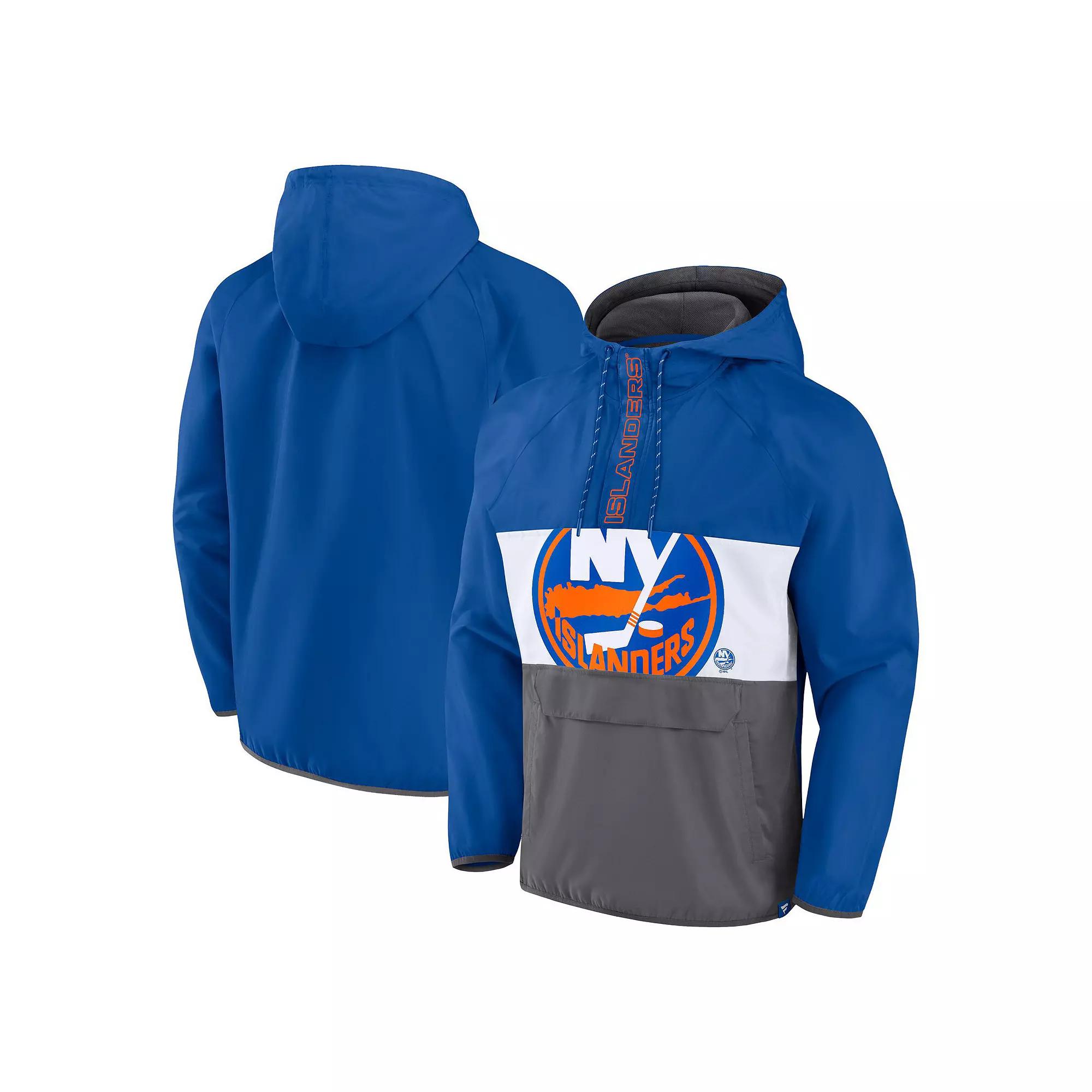 Men's Fanatics Branded Royal New York Islanders Flagrant Foul Anorak Raglan Half-Zip Hoodie Jacket, Size: Medium, Isl Blue Product Image