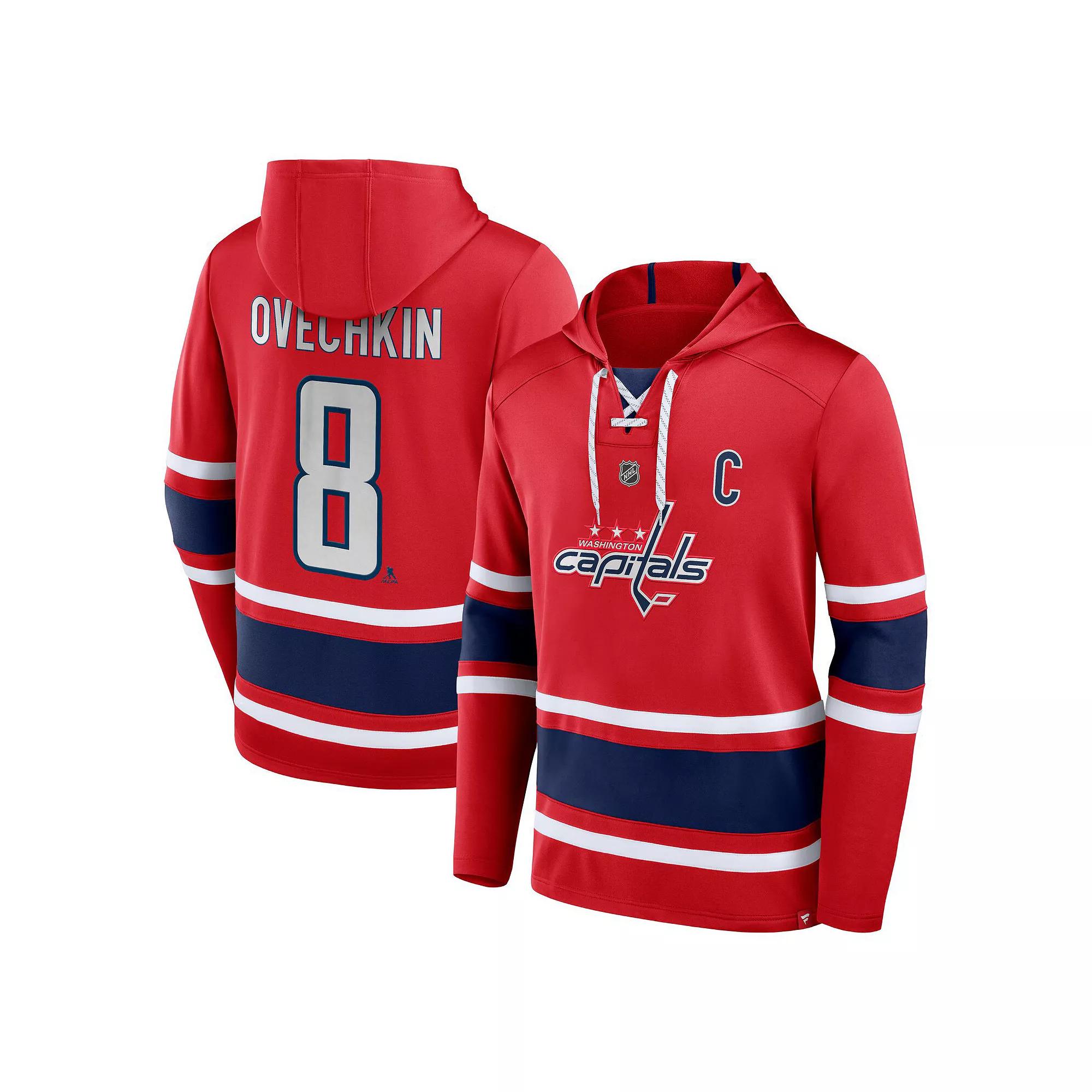 Men's Fanatics Branded Alexander Ovechkin Red Washington Capitals Name & Number Lace-Up Pullover Hoodie, Size: 5XL Product Image