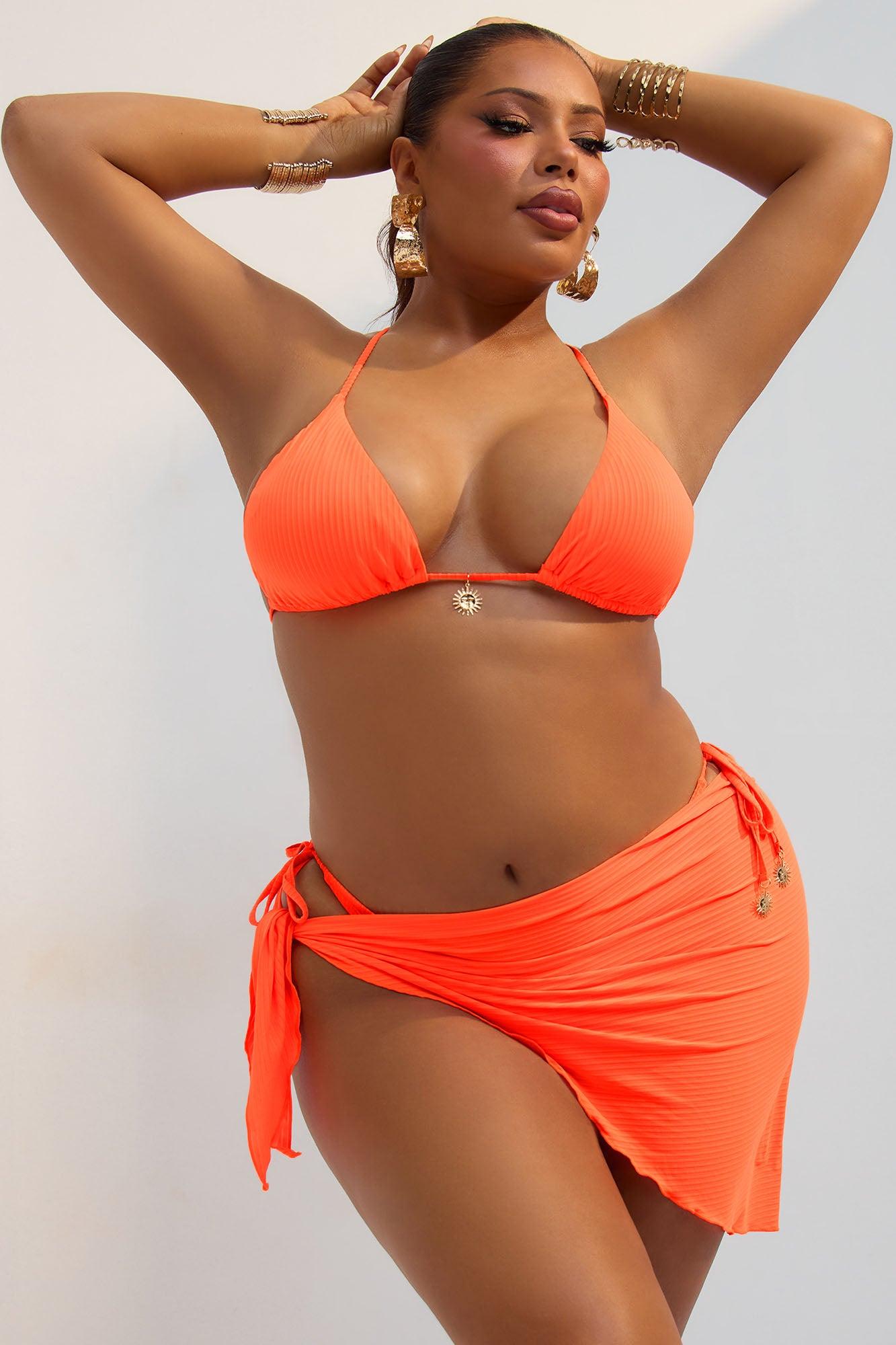 Beach Therapy Sun Charm 3 Piece Bikini Sarong Set - Orange Product Image