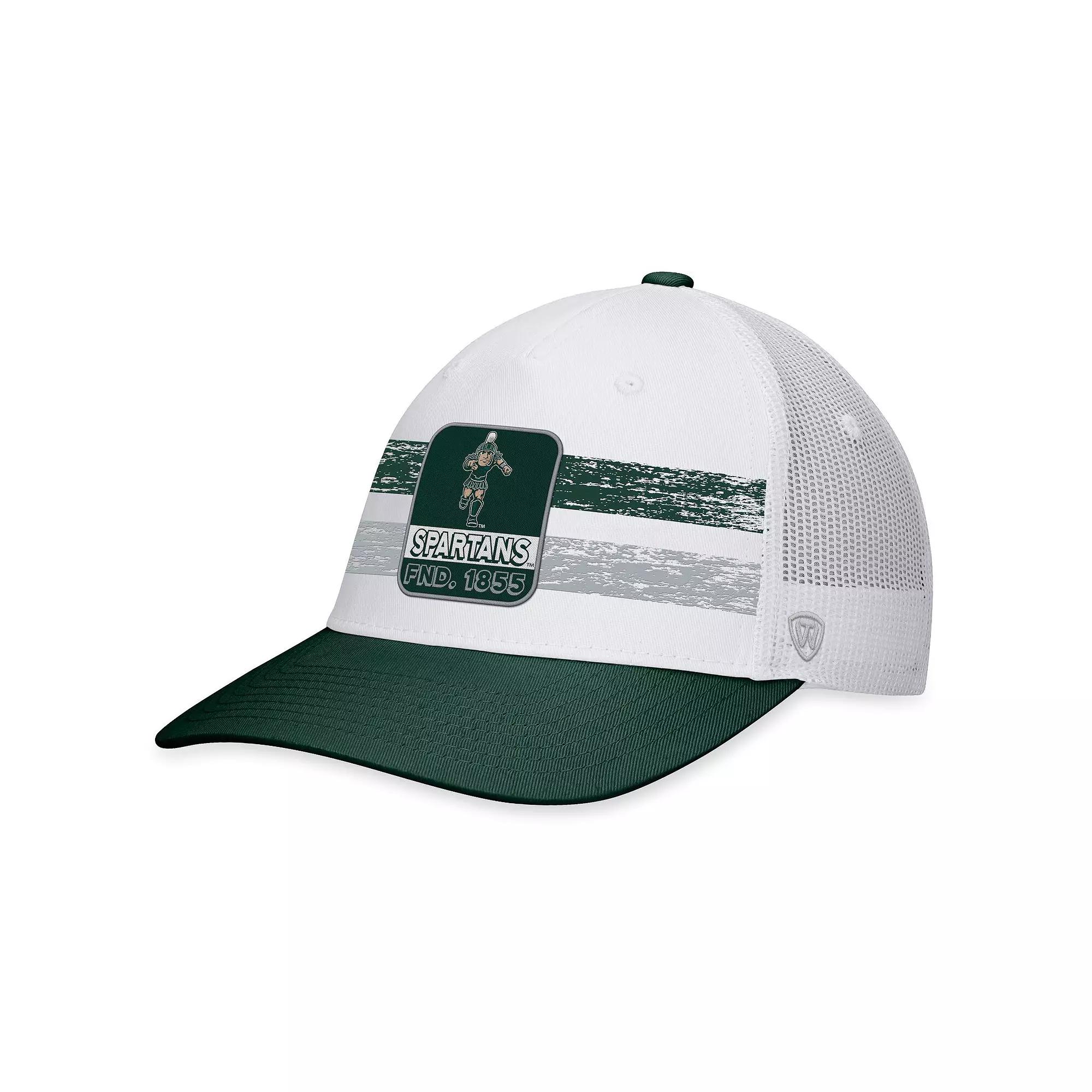 Men's Top of the World White/Green Michigan State Spartans Retro Fade Snapback Hat Product Image