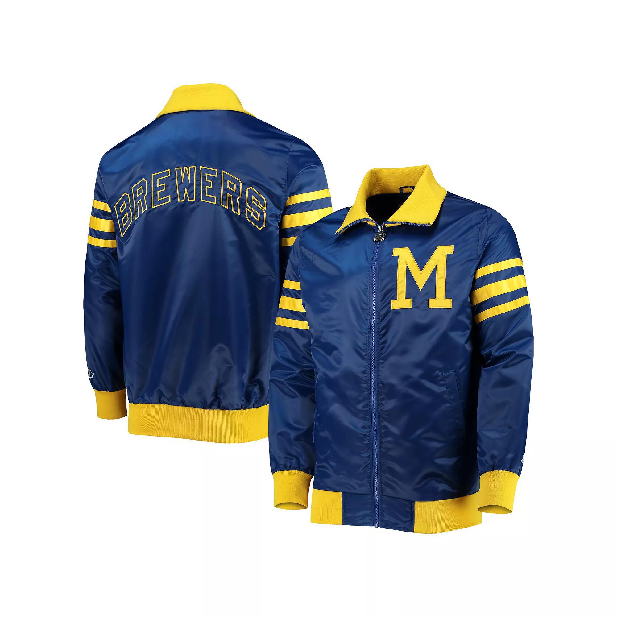 Men's Starter Royal Milwaukee Brewers The Captain III Full-Zip Varsity Jacket, Size: Medium, Blue Product Image