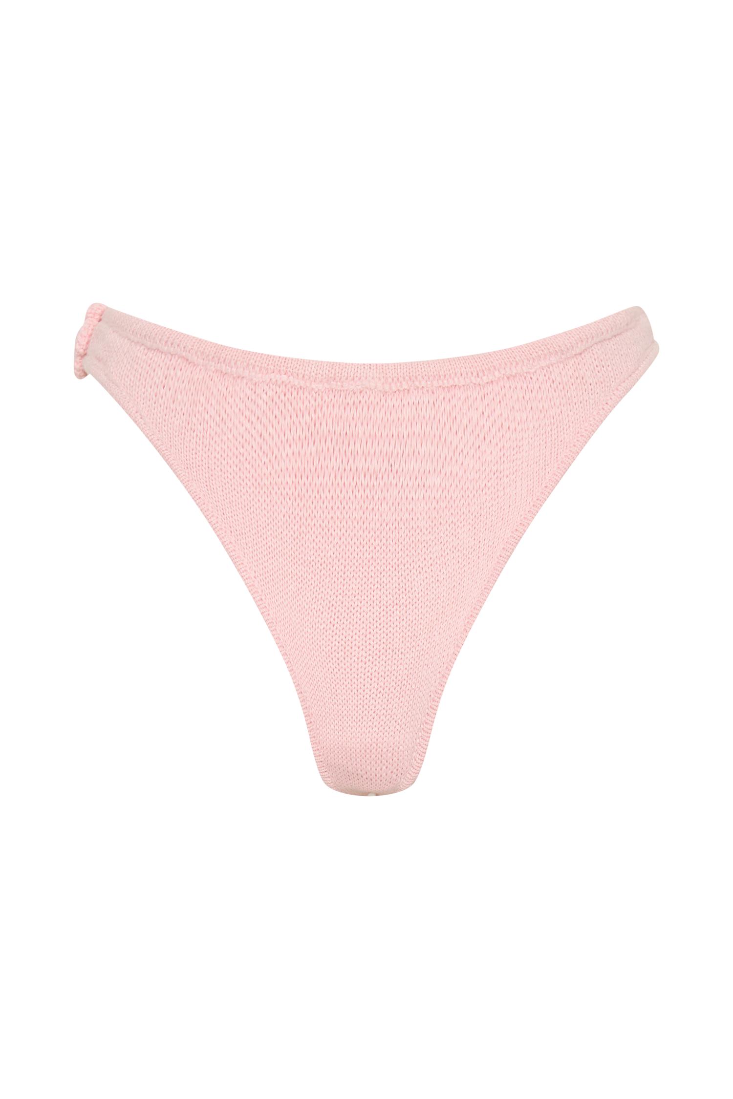 Aesha Floral Crochet Bikini Bottom - Pale Pink Product Image