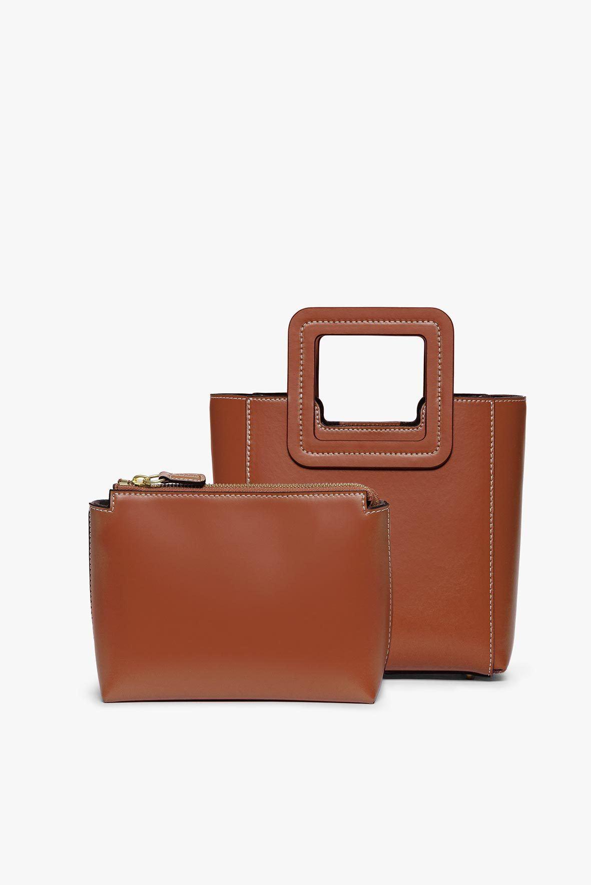 MINI SHIRLEY LEATHER BAG | SADDLE Product Image