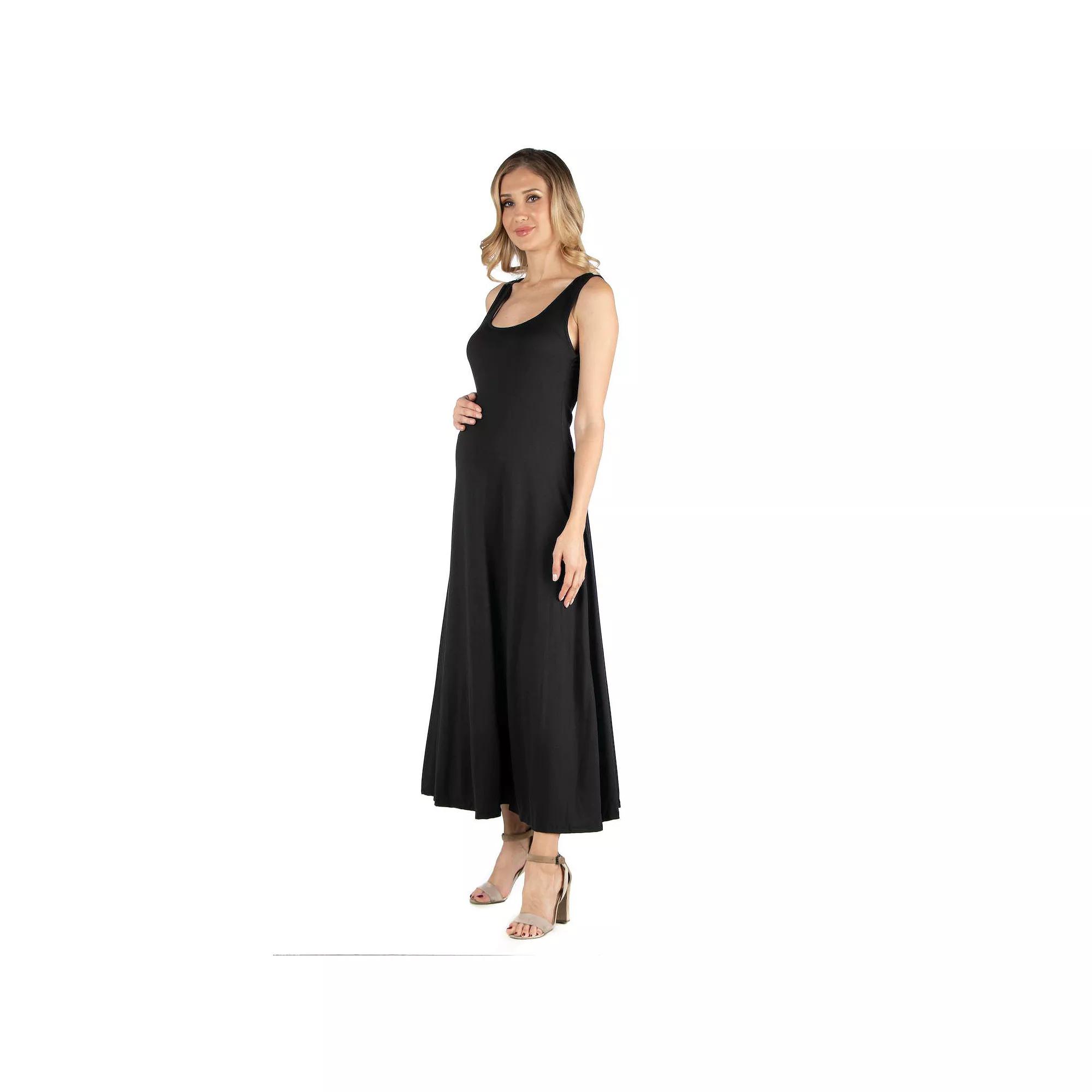 Maternity 24Seven Comfort Apparel Slim Fit A-Line Sleeveless Maxi Dress, Women's,  Product Image