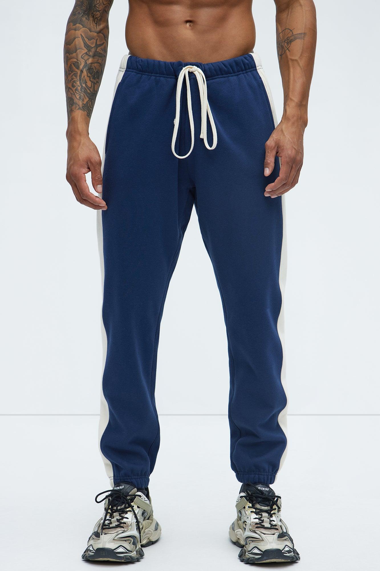 Tyson Heavyweight Striped Jogger - Navy Product Image
