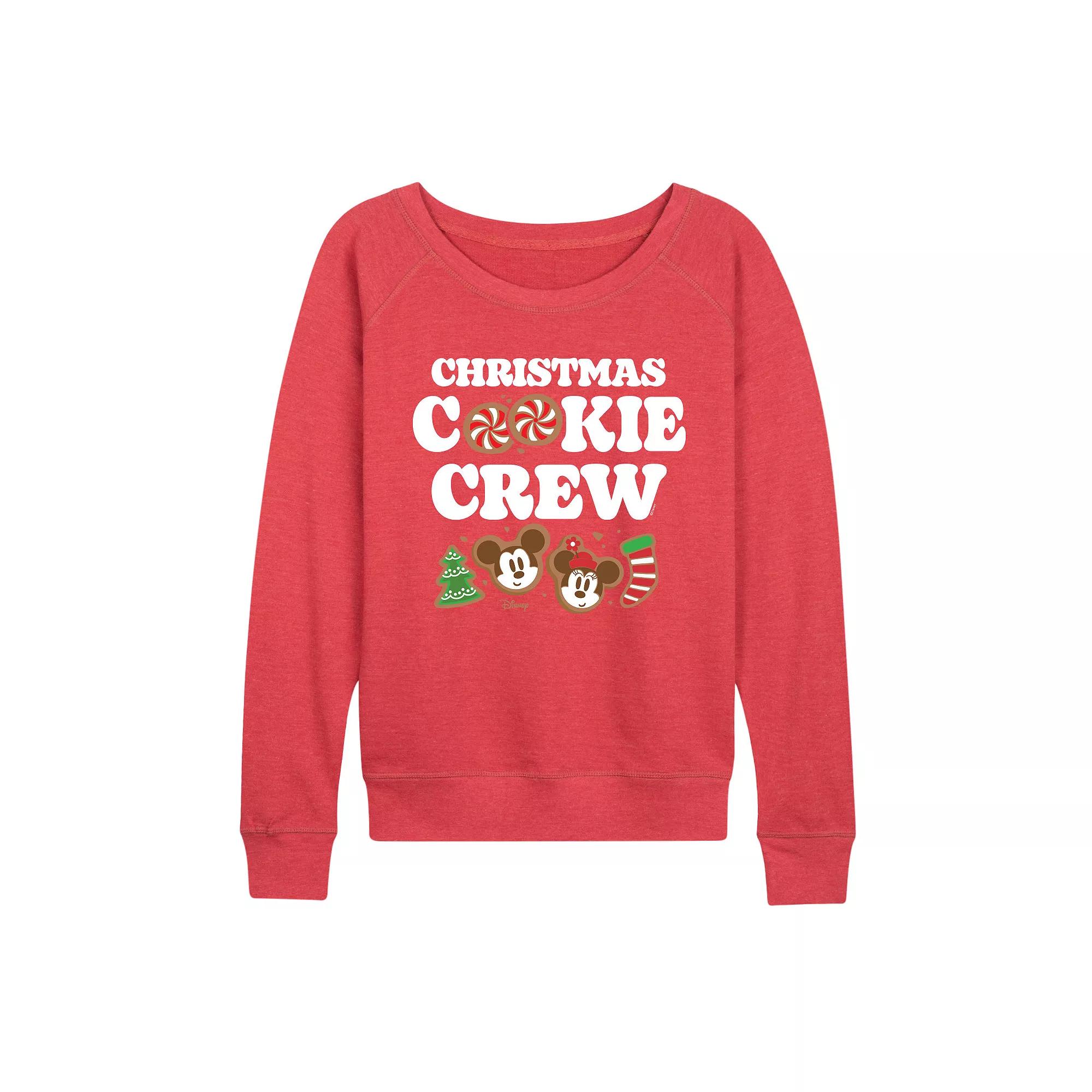 Disney's Mickey and Minnie Mouse Women's Christmas Cookie French Terry Long Sleeve Tee,  Product Image