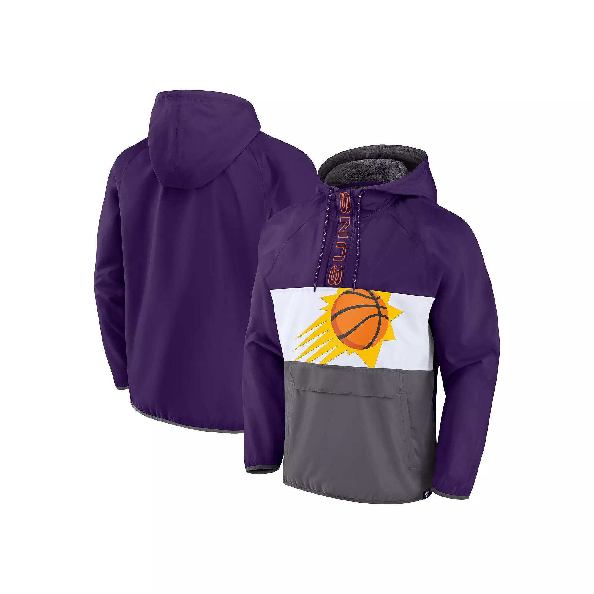 Men's Fanatics Branded Purple/Gray Phoenix Suns Anorak Flagrant Foul Color-Block Raglan Hoodie Half-Zip Jacket,  Product Image