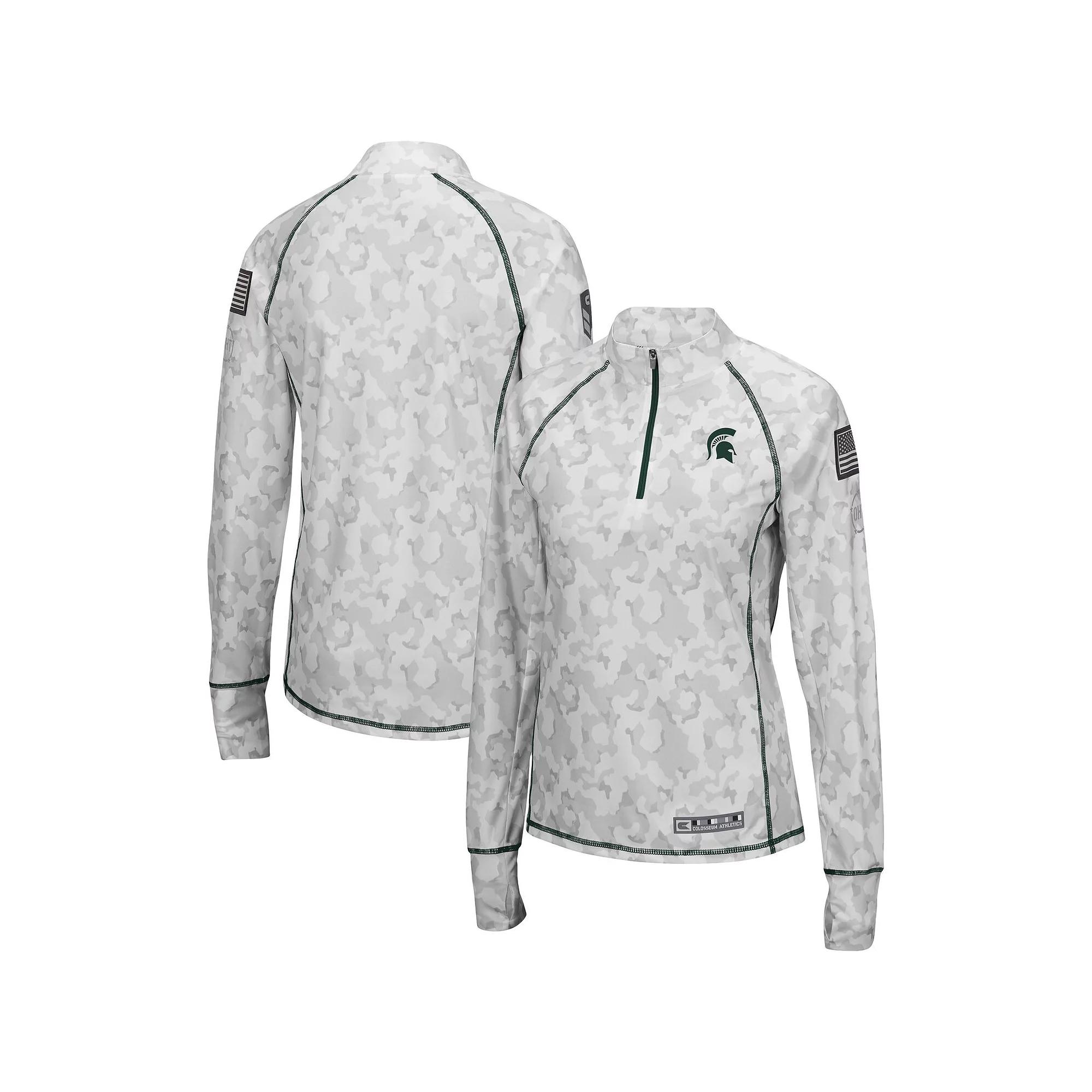 Women's Colosseum White Michigan State Spartans OHT Military Appreciation Officer Arctic Camo 1/4-Zip Jacket,  Product Image