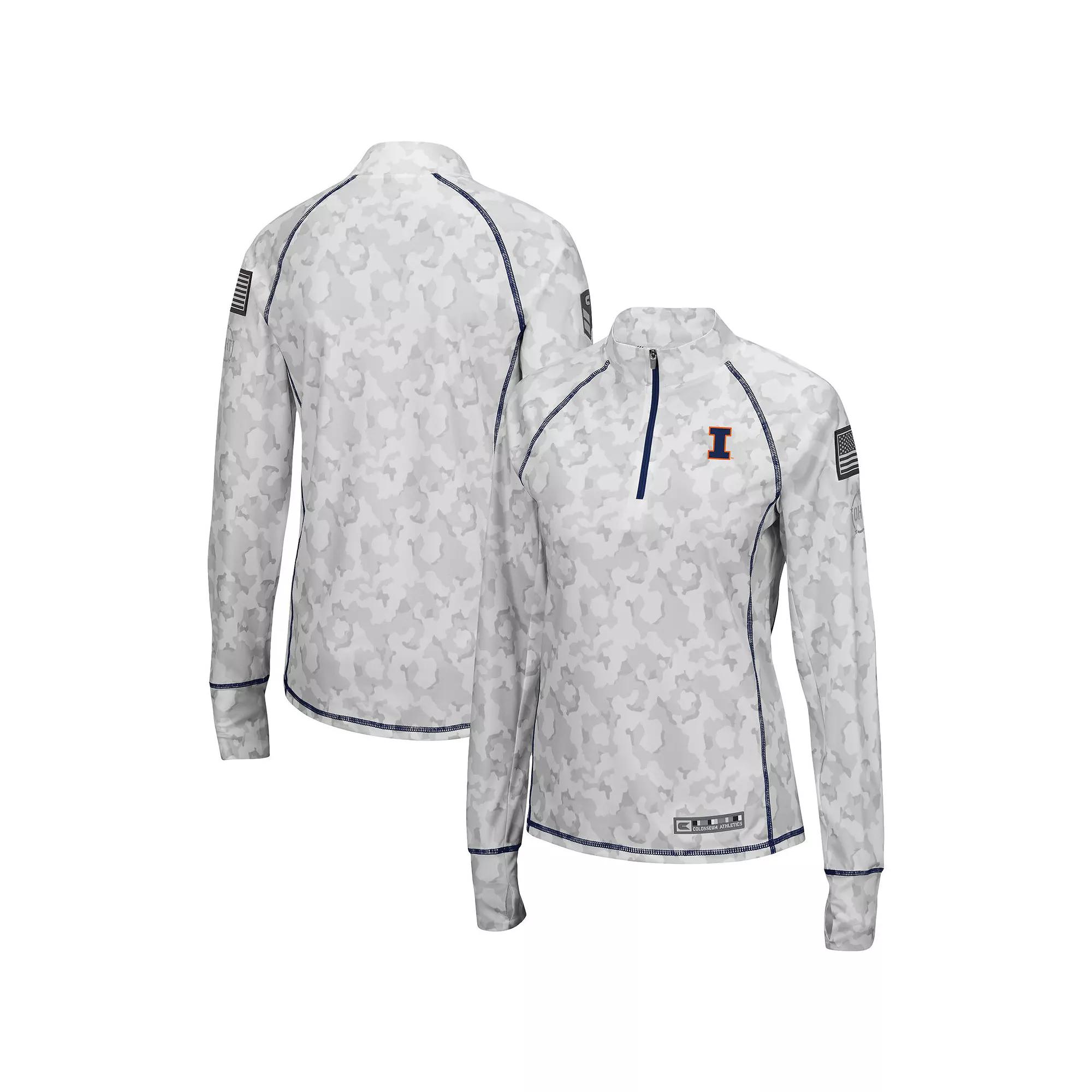 Women's Colosseum White Illinois Fighting Illini OHT Military Appreciation Officer Arctic Camo 1/4-Zip Jacket,  Product Image