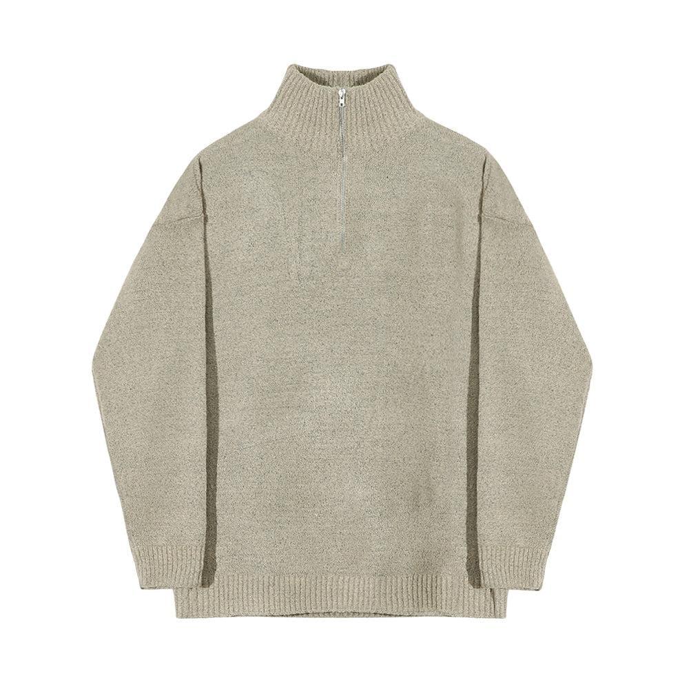 RT No. 5555 KNITTED HALF TURTLENECK COLLAR HALF ZIP-UP SWEATER Product Image