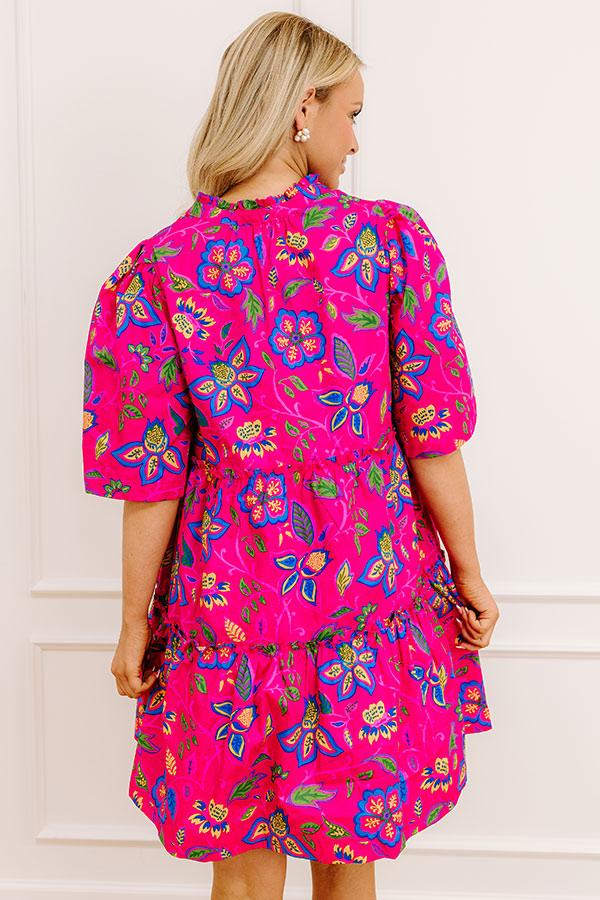 Charmed Feeling Floral Mini Dress in Hot Pink Product Image