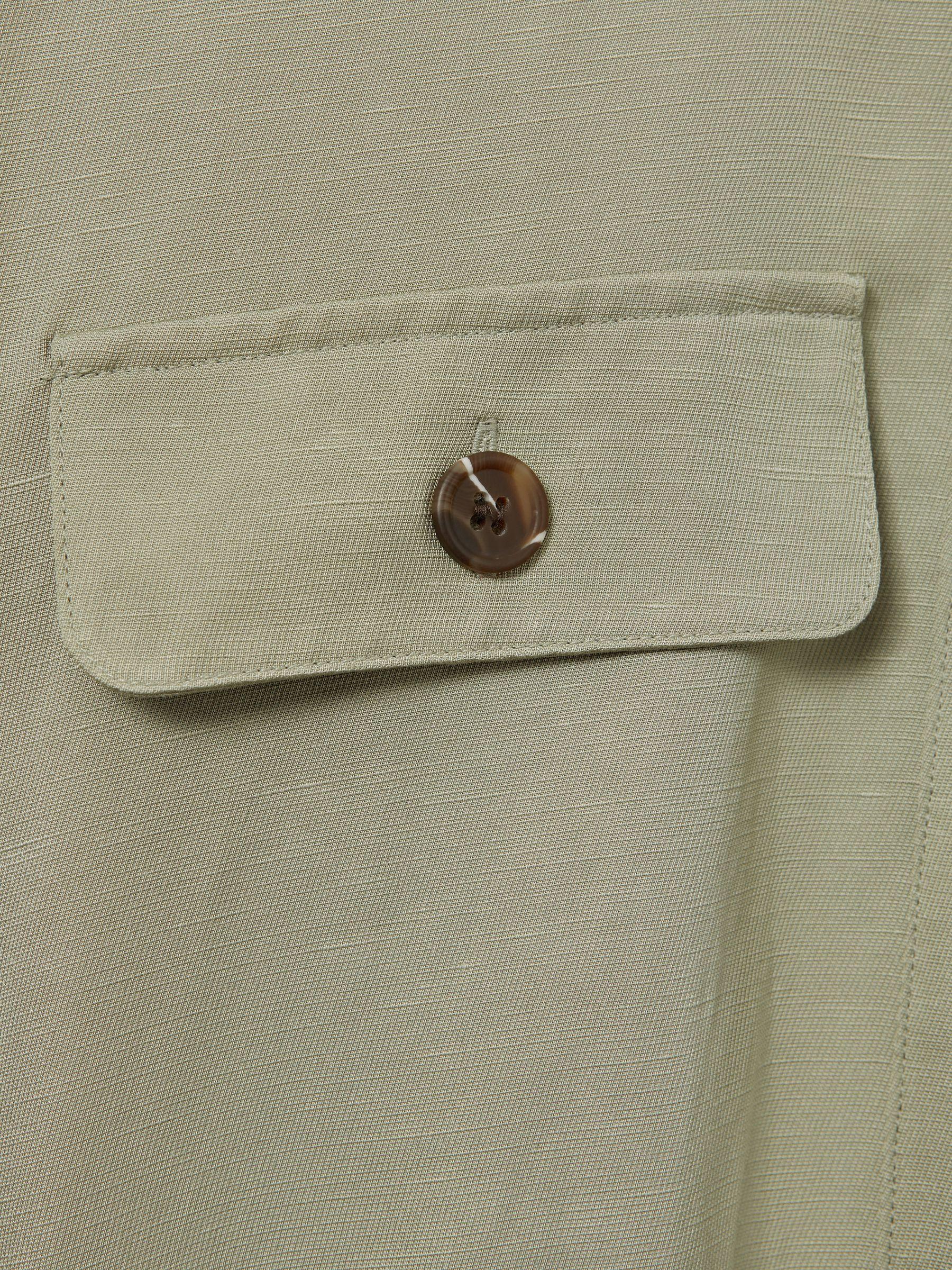 Viscose-Linen Tie Waist Mini Dress in Green Product Image