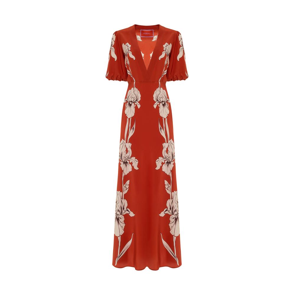 LA DOUBLEJ Marlene Floral-print Silk-crepe Maxi Dress In Iris Placée Product Image