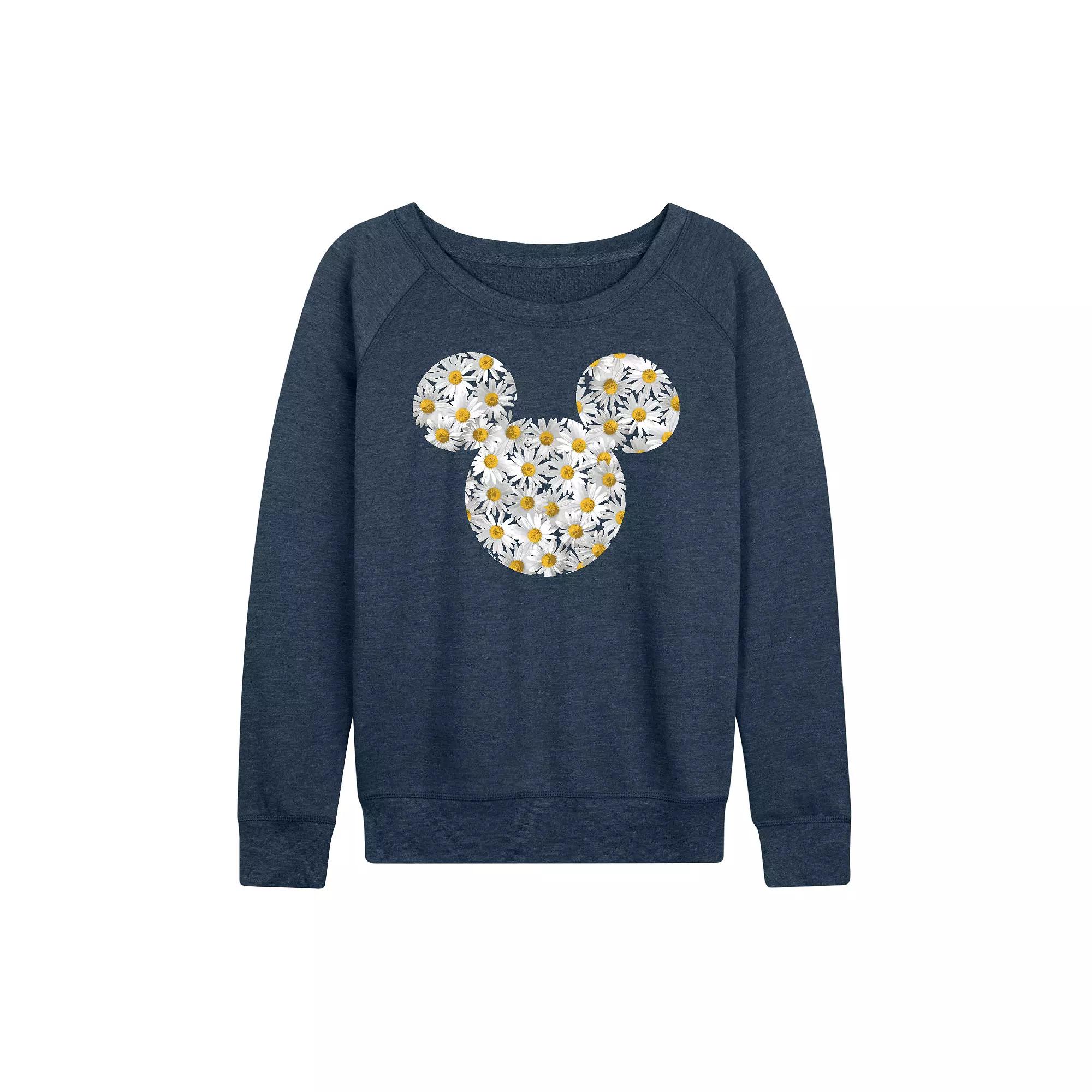 Disney's Mickey Mouse Women's Daisies French Terry Long Sleeve Tee, Girl's,  Product Image