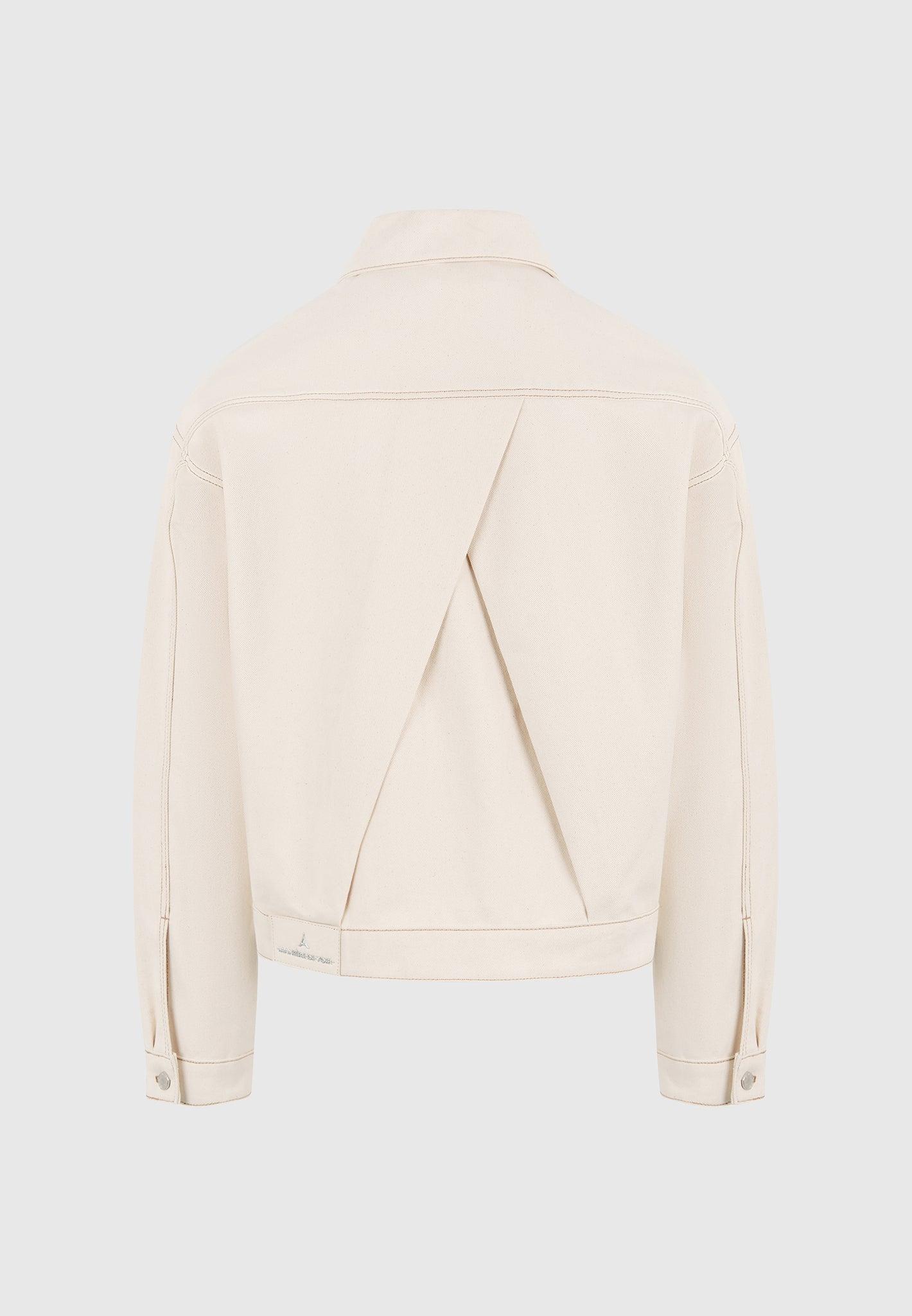 Damien - Denim Jacket with Back Pleat - Cream Male Product Image