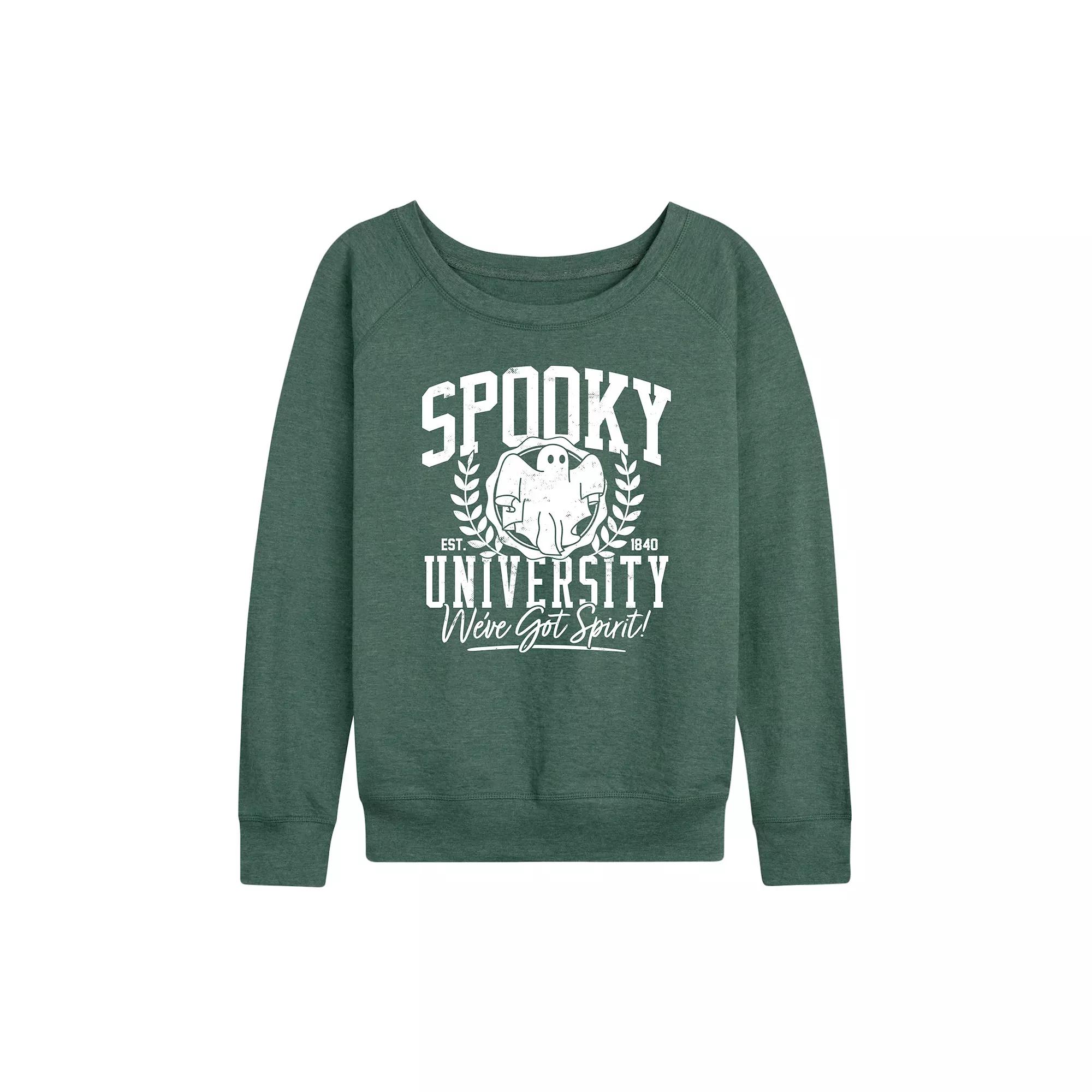 Women's Spooky University Halloween French Terry Long Sleeve Tee,  Product Image