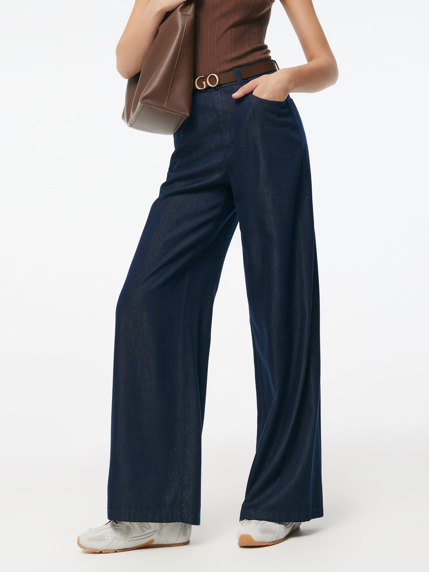 Denim Glitter Detailed Women Loose Straight Jeans Product Image