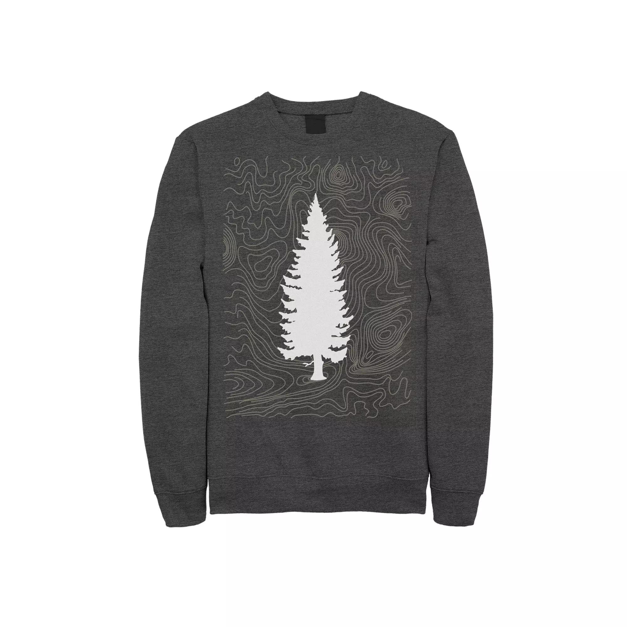 Men's Fifth Sun Tree Outline Sketched Lines Sweatshirt, Size: XL, Grey Heather Product Image