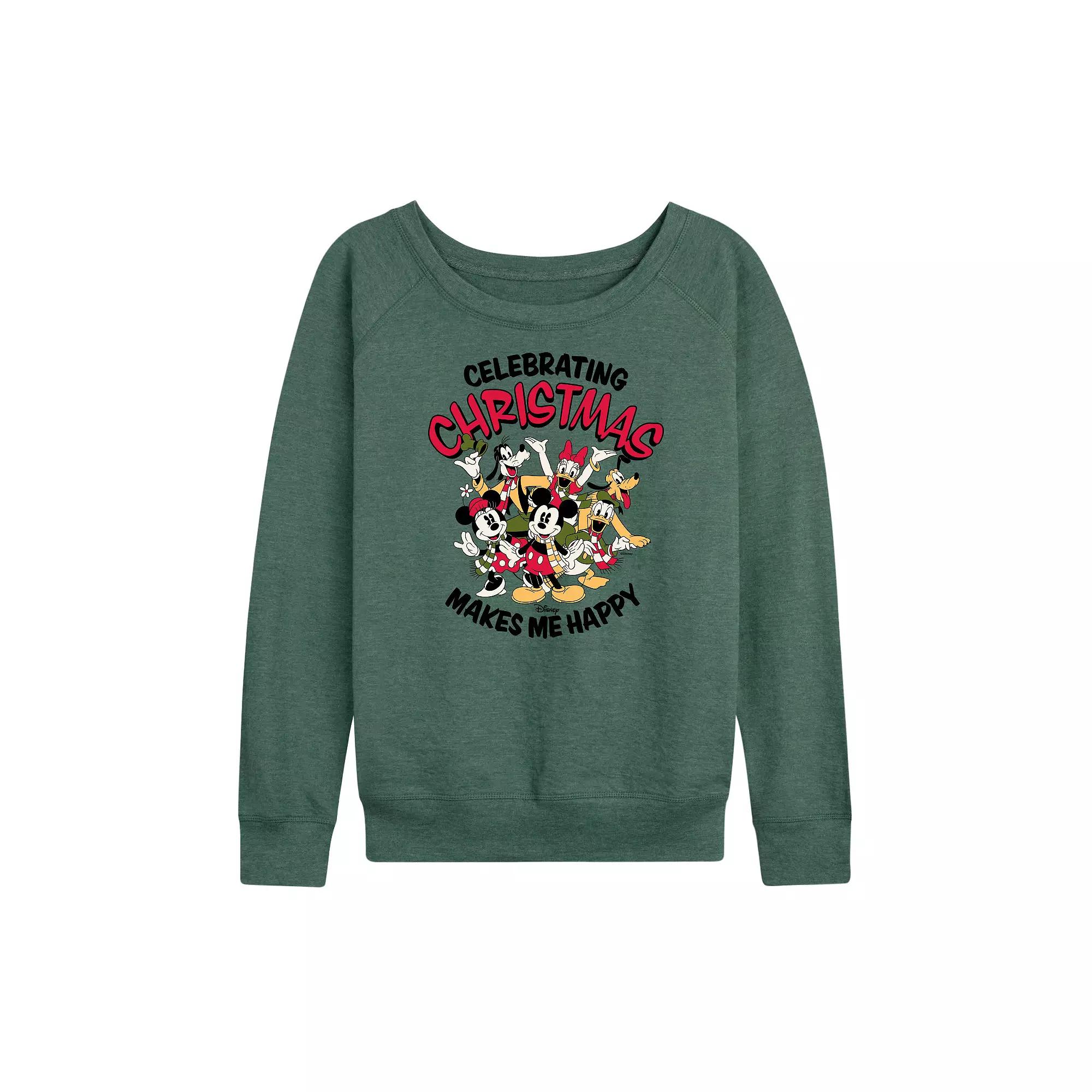 Disney's Mickey Mouse & Friends Women's Celebrating Christmas French Terry Long Sleeve Tee,  Product Image