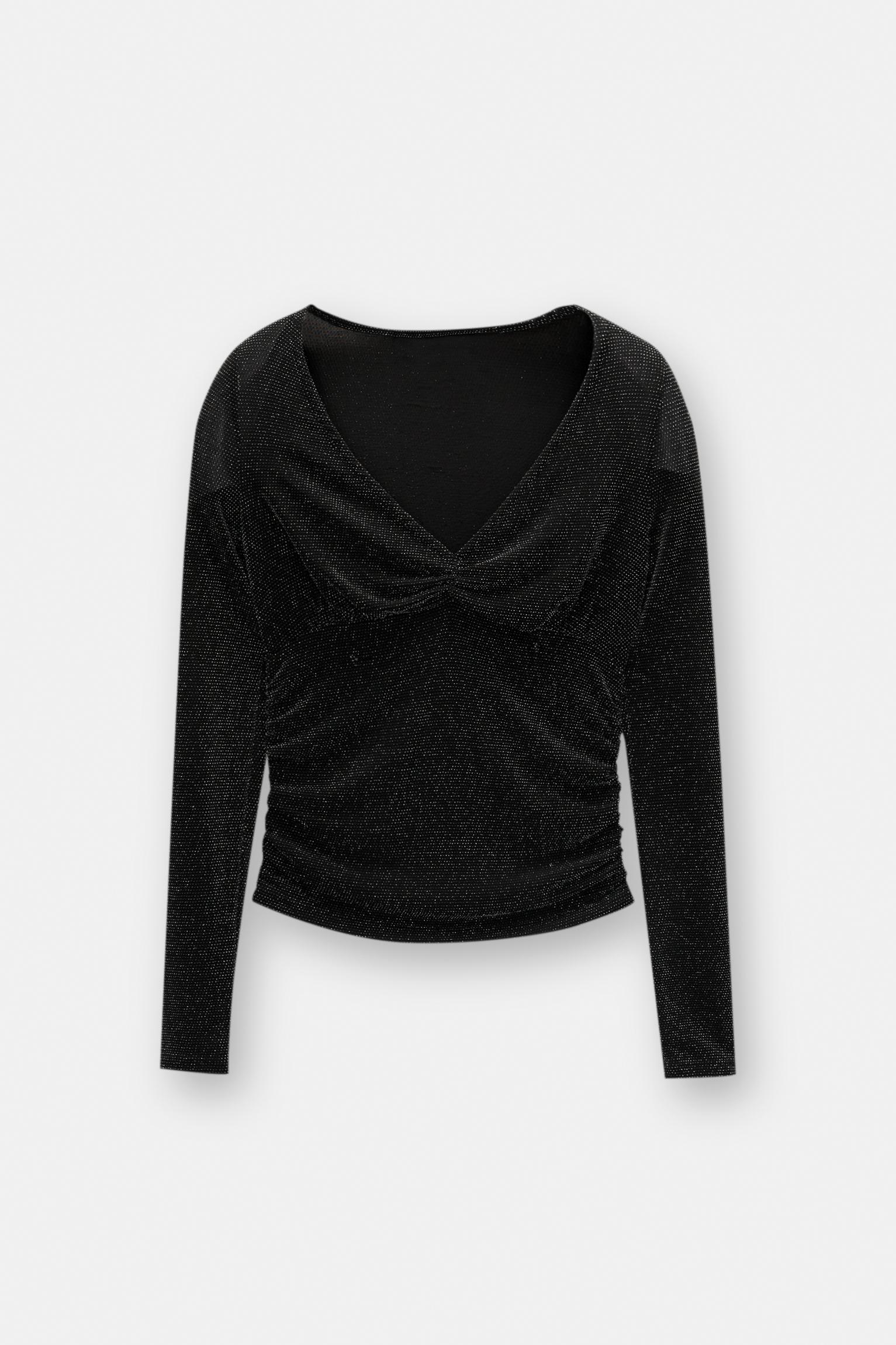 Shimmery top with gathering Product Image