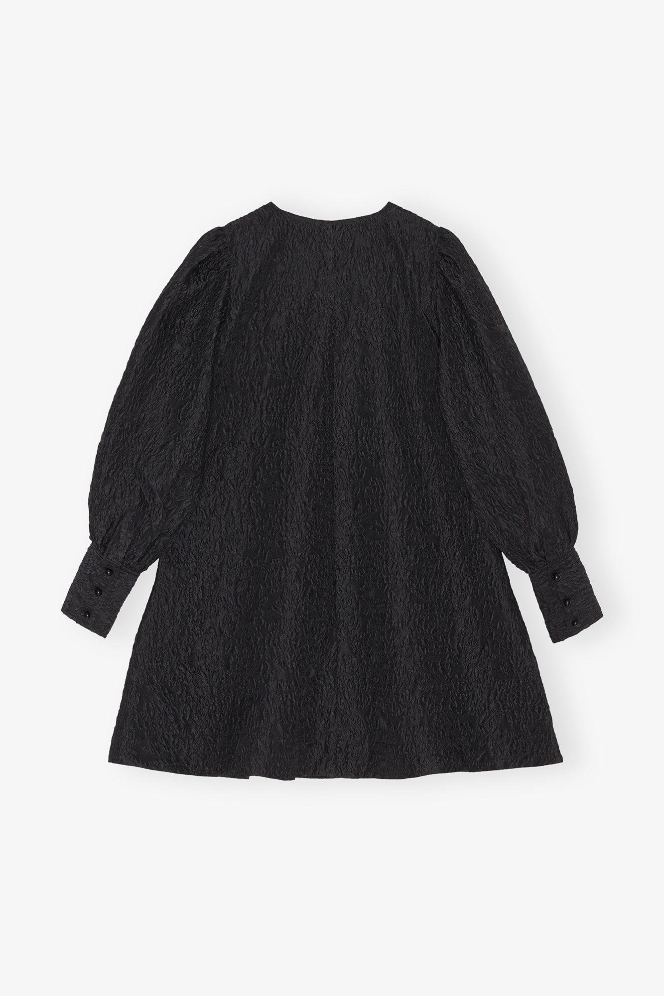 Black Jacquard Organza Mini Dress Product Image