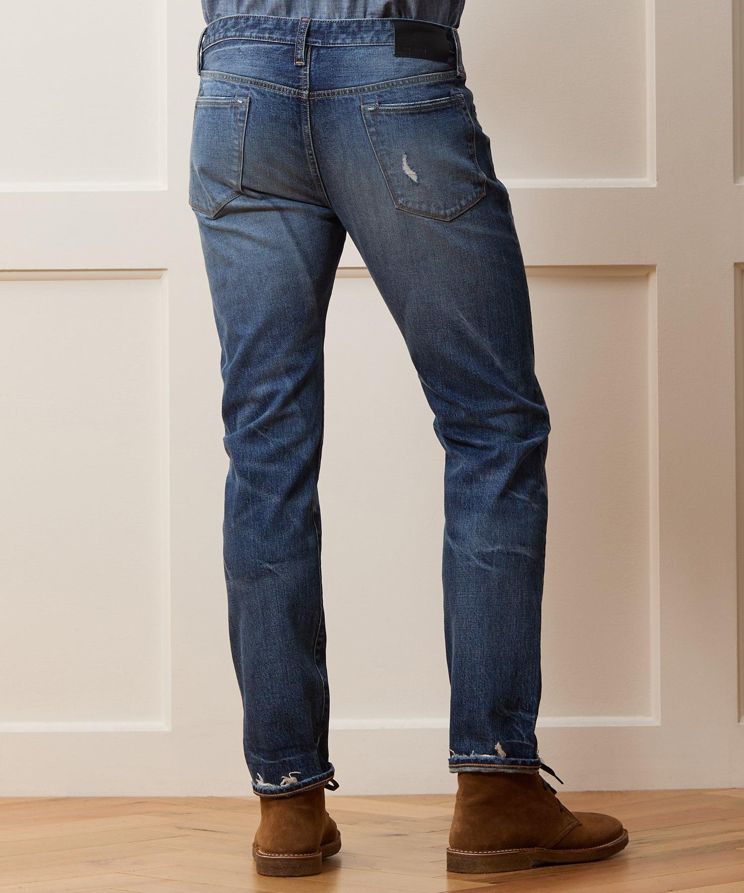 Slim Japanese Selvedge Stretch Jean in Distressed Wash Product Image