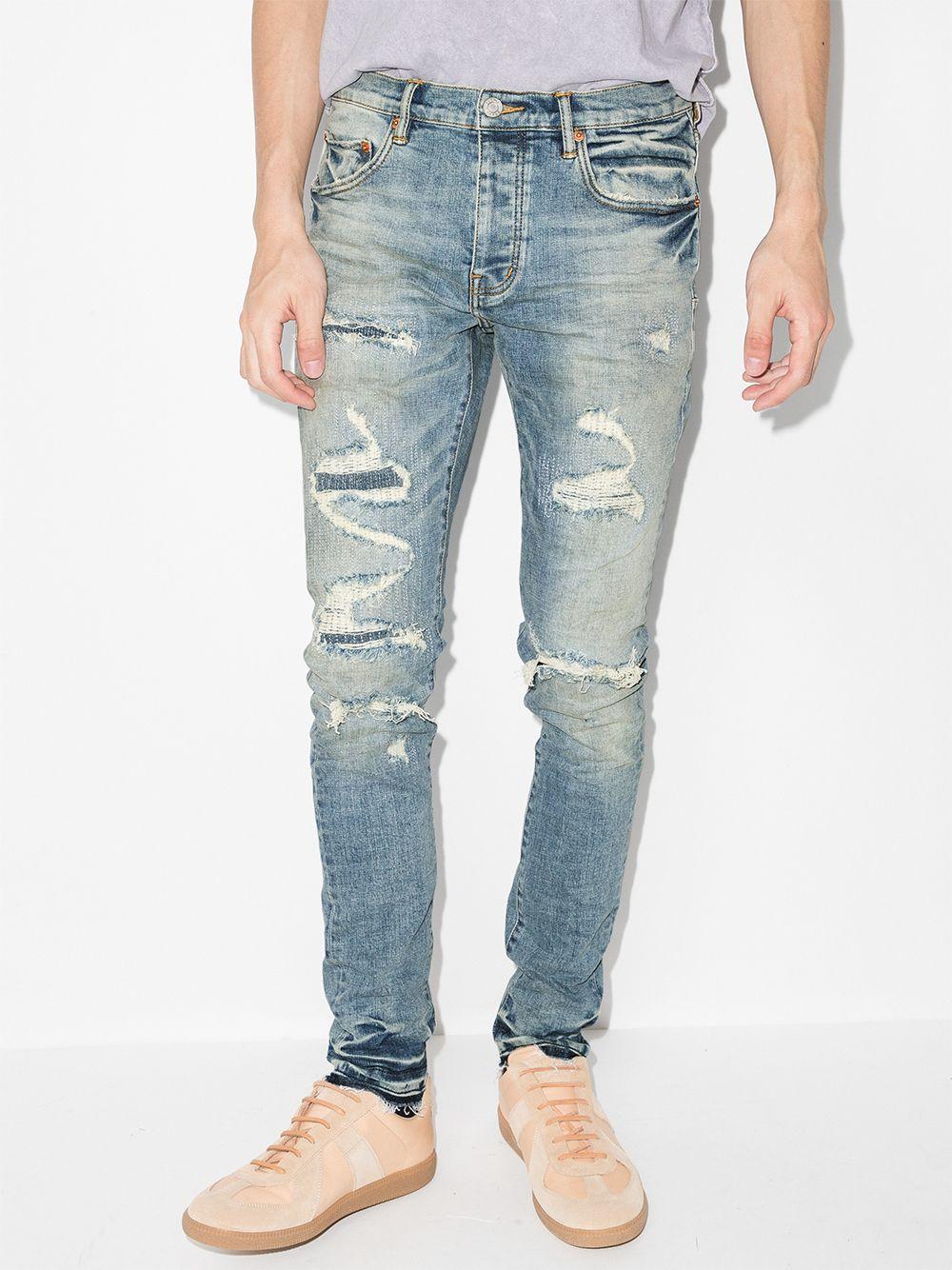 P001 Vintage distressed-finish skinny jeans Product Image