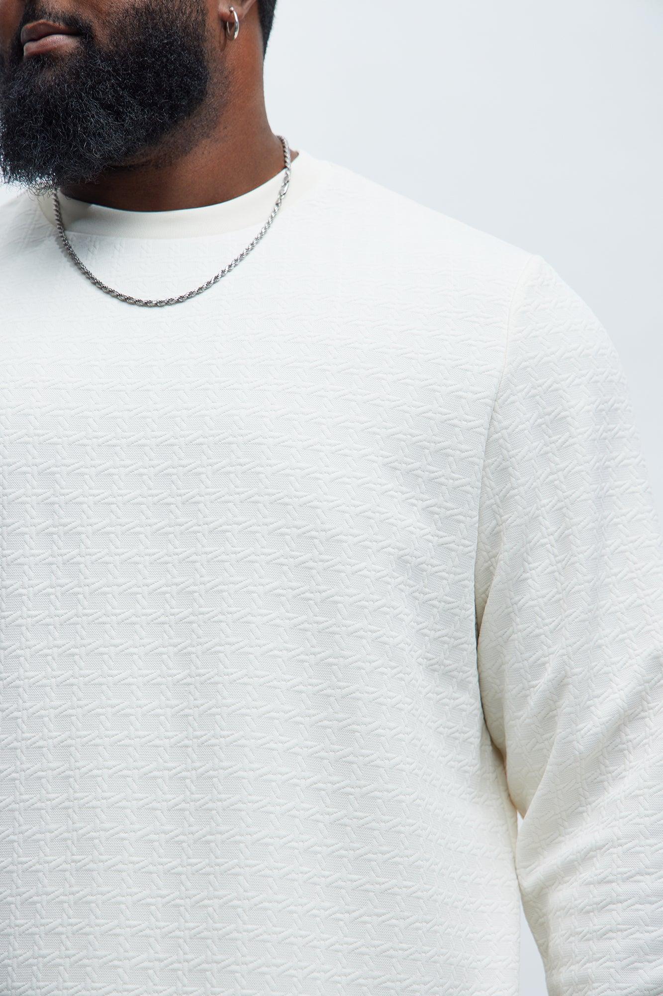 8AM Textured Long Sleeve Tee - Off White Product Image