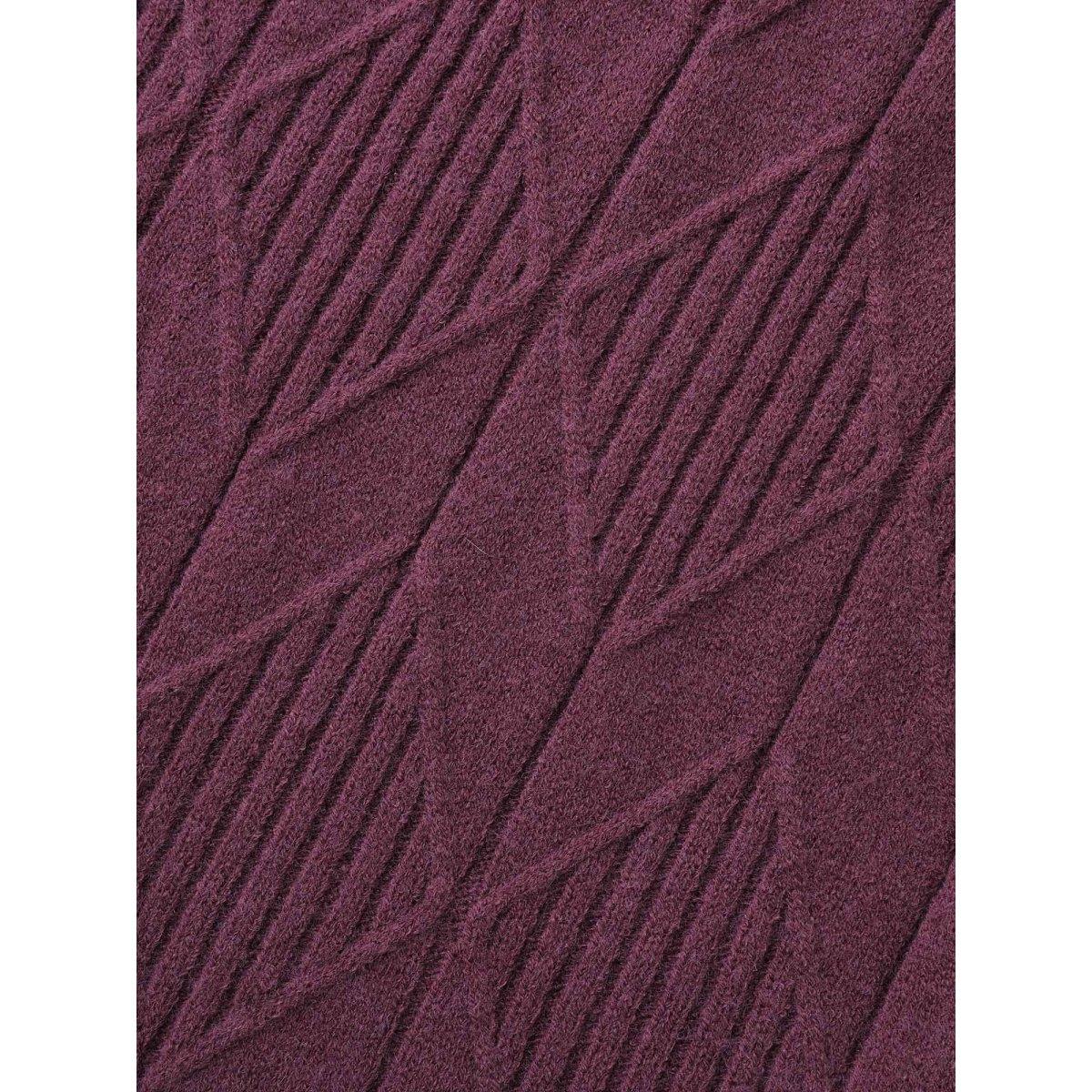 Plus Size Cable Knit Turtleneck Split Hem Pullover Plum Women Casual Loose Long Sleeve Turtleneck Everyday Pullovers BloomChic 12/L Product Image