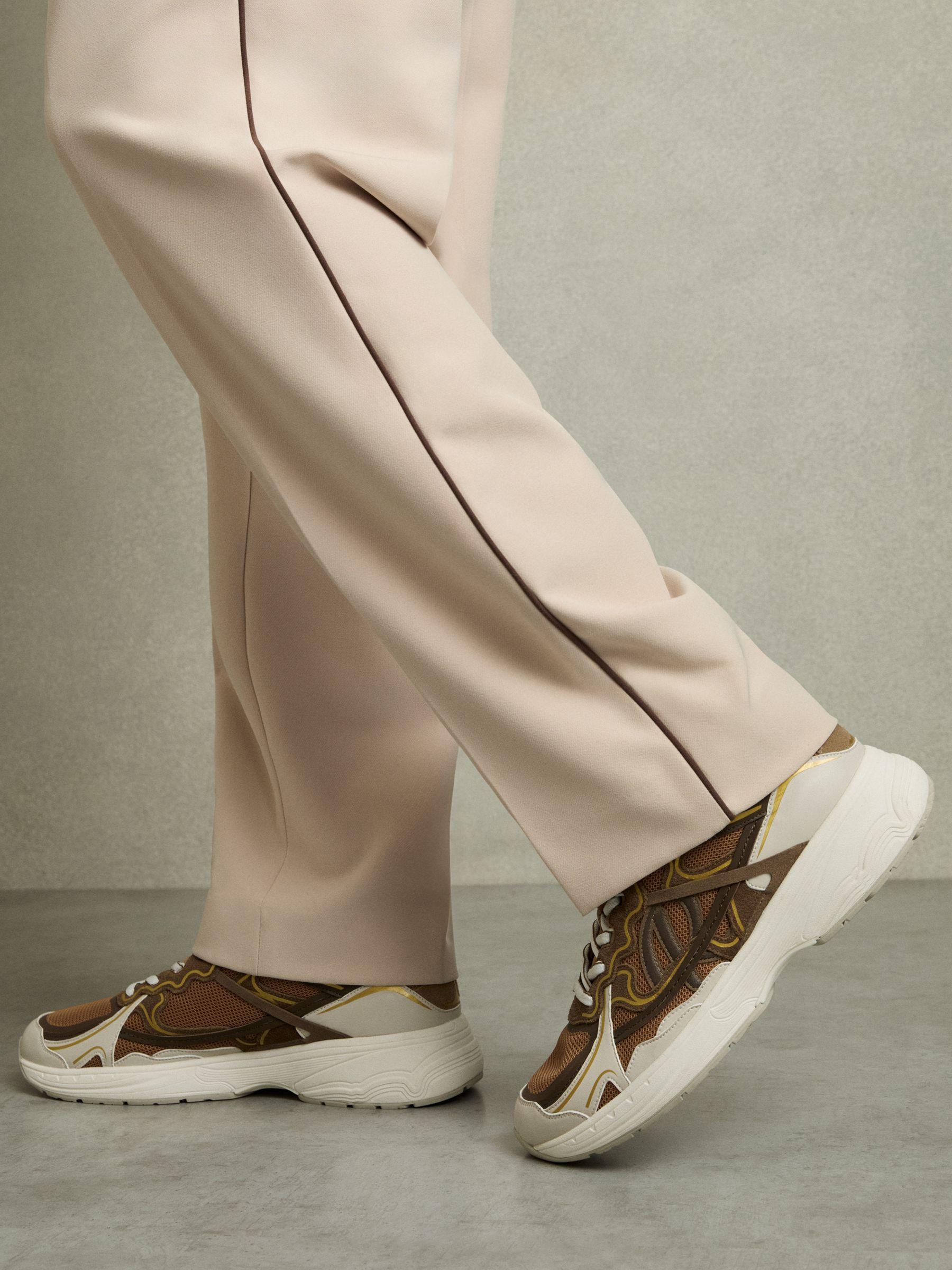 Nubuck and Mesh Trainers in Tobacco Product Image