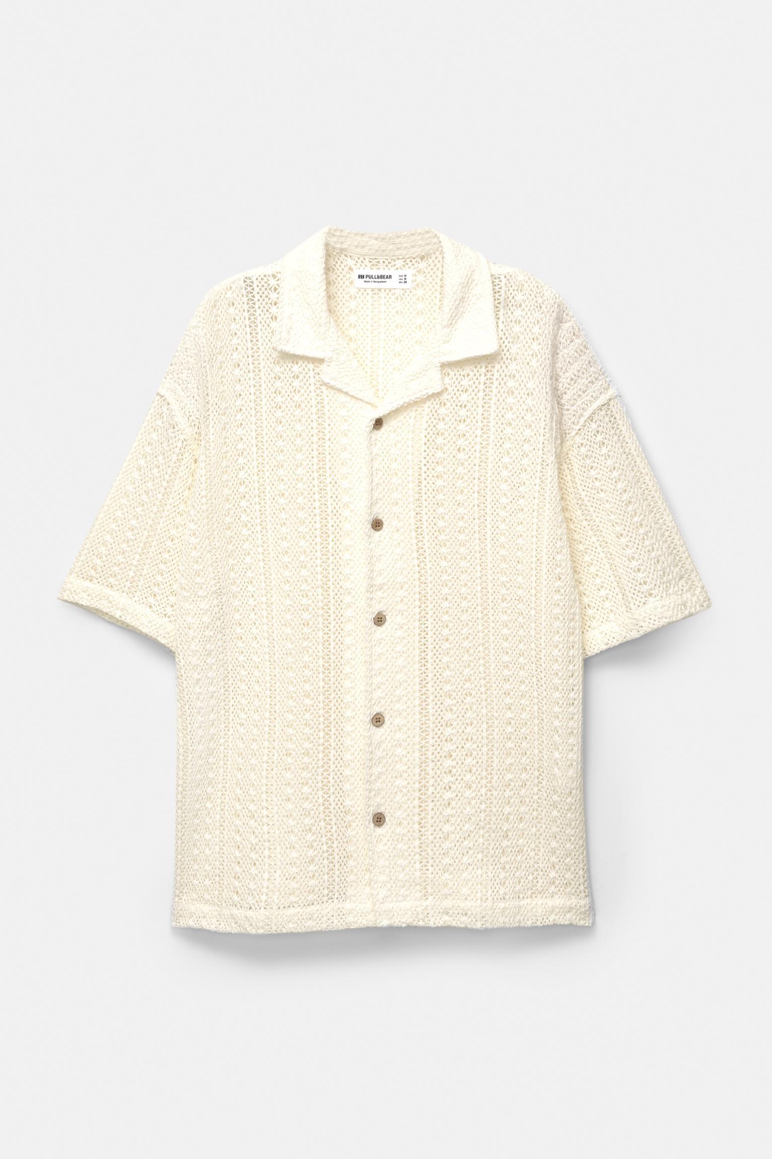 Short sleeve crochet shirt Product Image