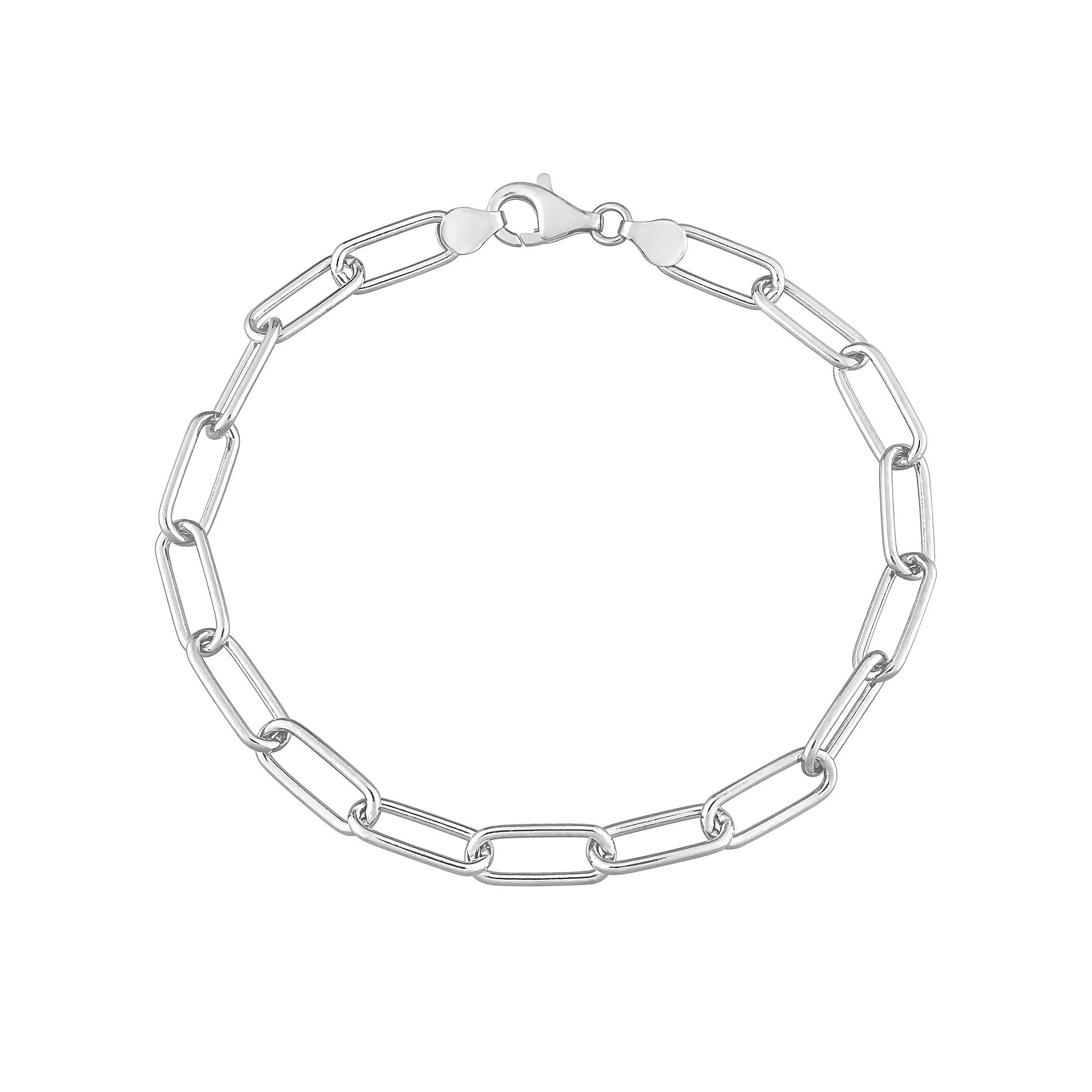 Stella Grace Men's Sterling Silver Paper Clip Link Chain Bracelet, Size: 9" Product Image