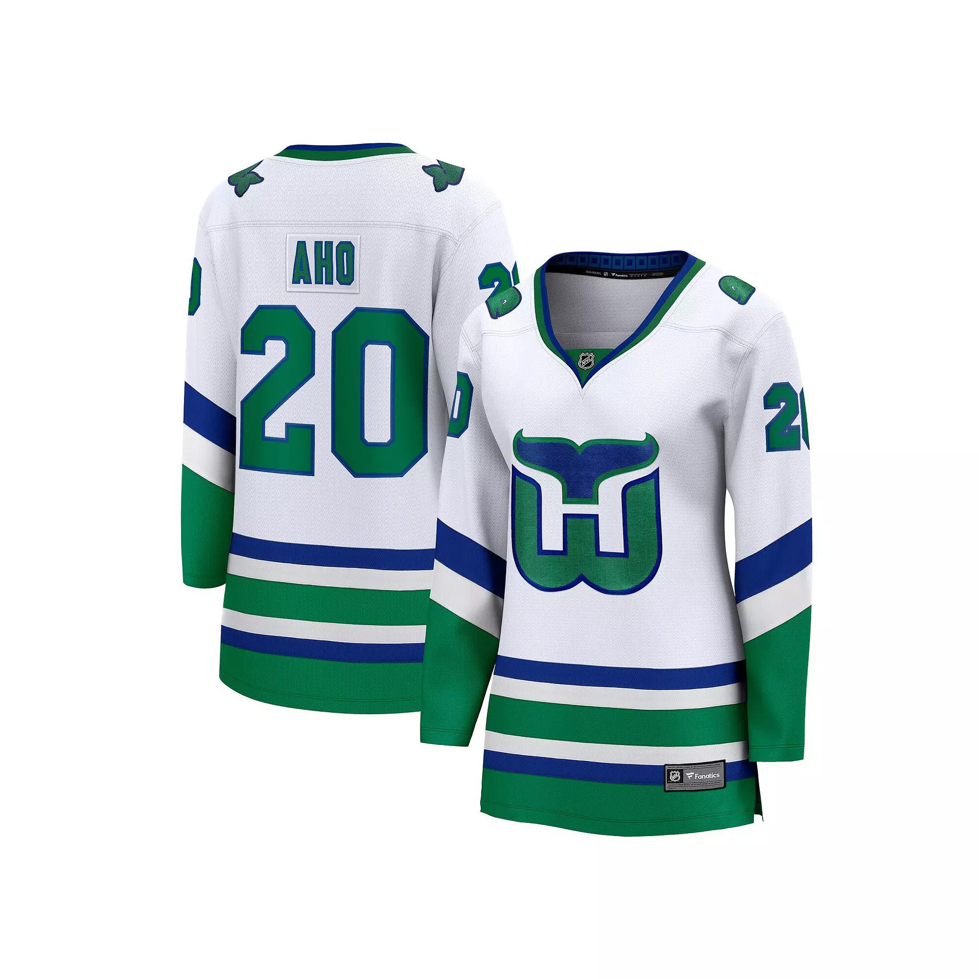 Women's Fanatics Branded Sebastian Aho White Carolina Hurricanes Whalers Premier Breakaway Jersey,  Product Image