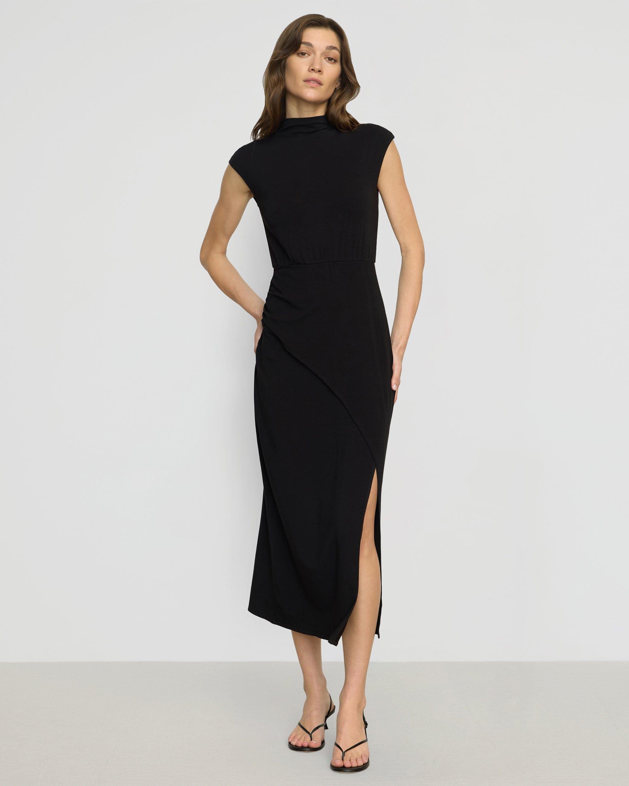 Yimei Mock-Neck Side-Slit Dress Product Image
