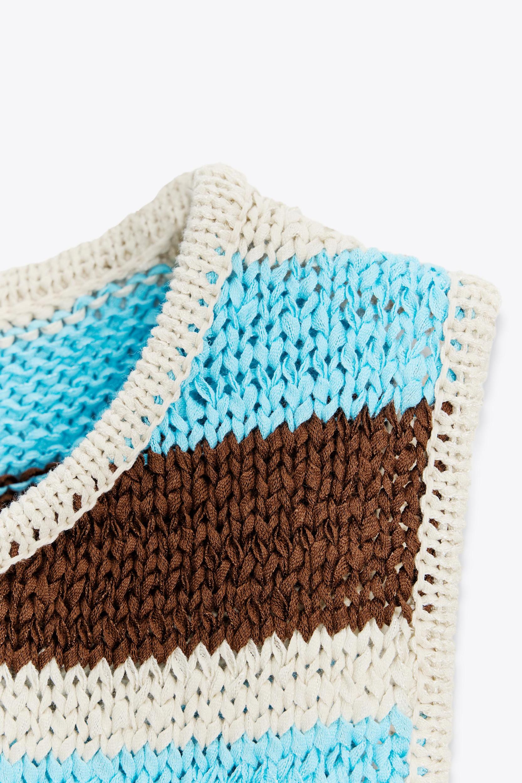 STRIPED KNIT RUFFLE TOP Product Image