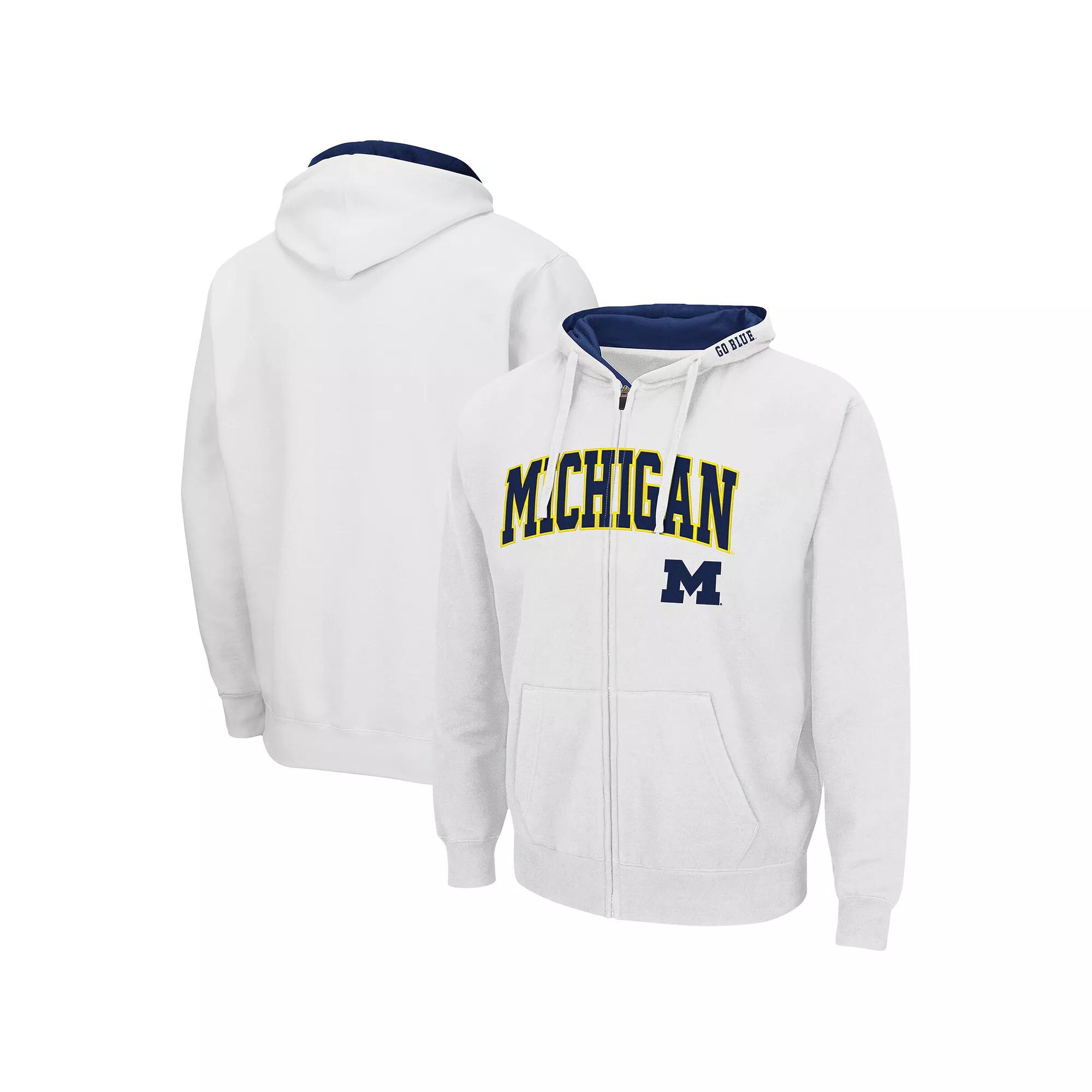Men's Colosseum White Michigan Wolverines Arch & Logo 3.0 Full-Zip Hoodie,  Product Image