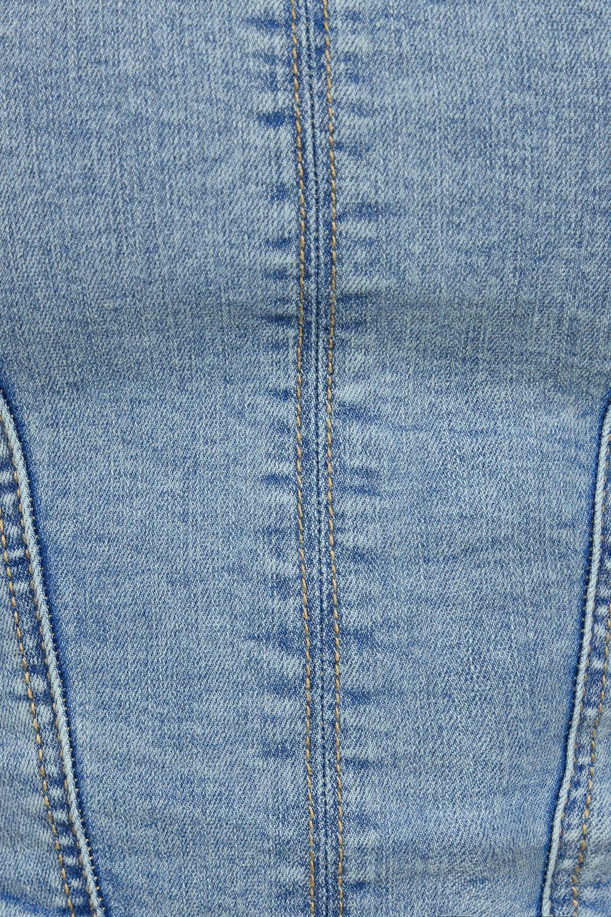 Denim Seamed Tube Top Product Image