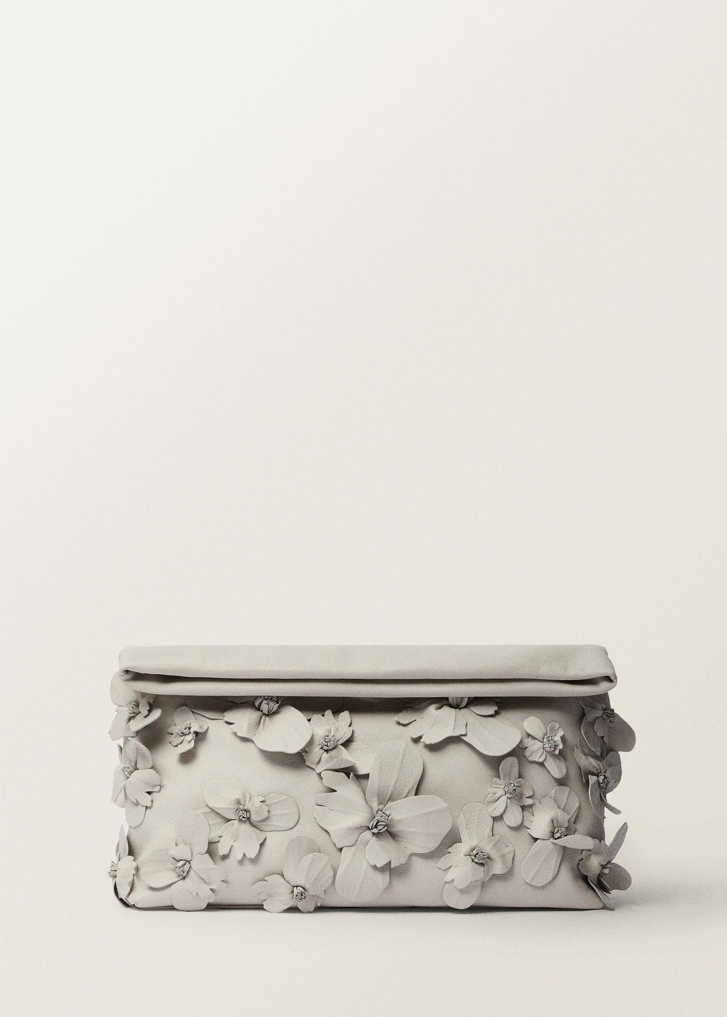 Leather handbag with flower detail - Women | MANGO USA Product Image