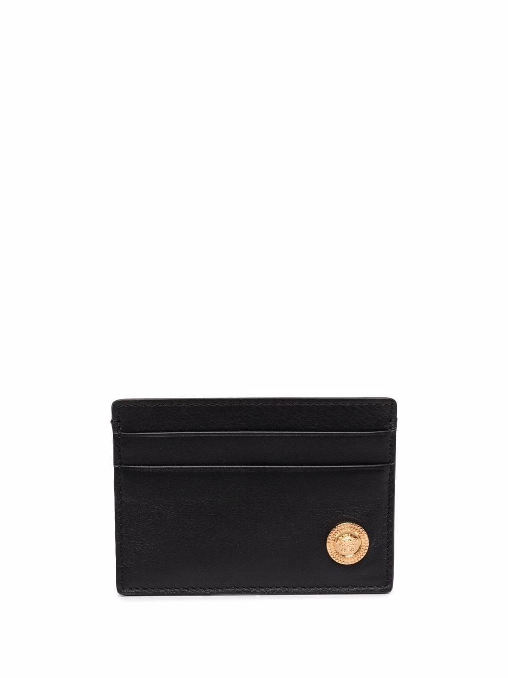 VERSACE Black Small Wallet With Medusa Biggie Logo In Leather Woman Product Image