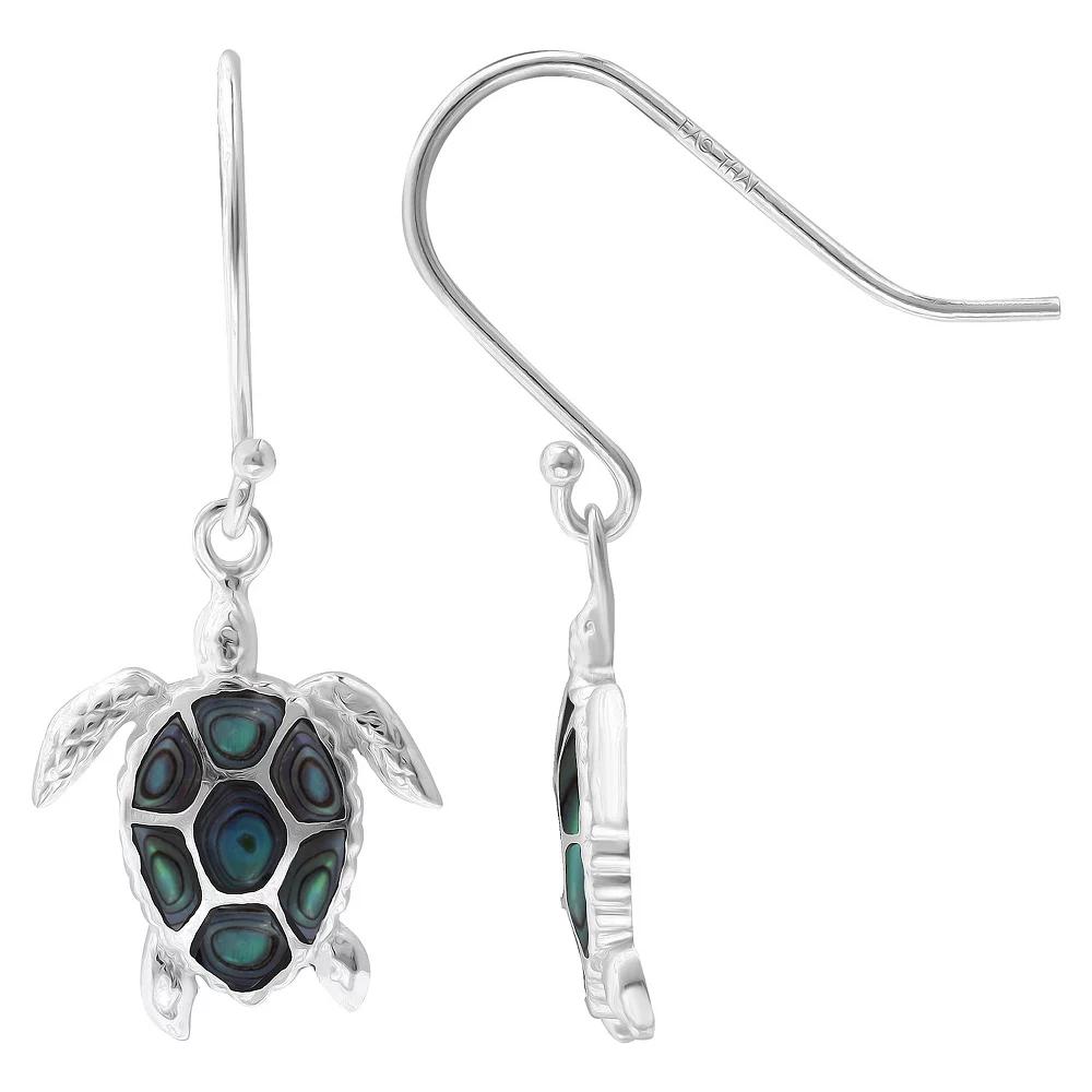 Aleure Precioso Silver Plated Abalone Turtle Drop Earrings, Women's, Silver Tone White Product Image