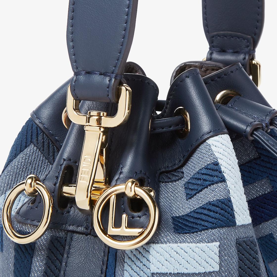 Mon TresorBlue canvas mini-bag with FF embroidery Product Image