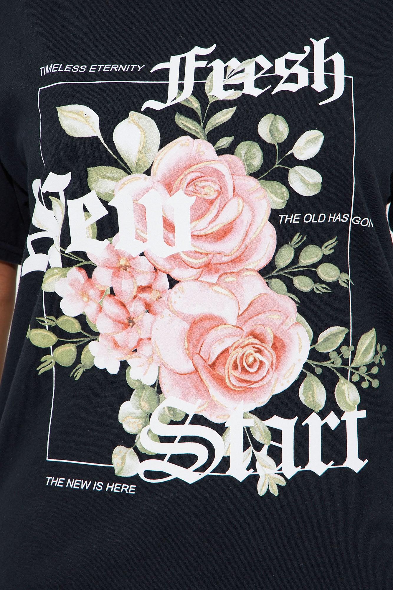Fresh New Start Vintage Washed Tee - Black Female Product Image