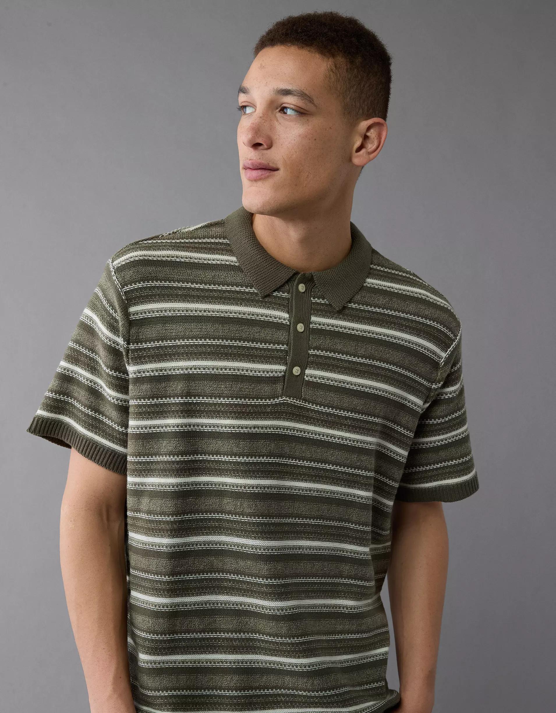 AE Weekend Striped Sweater Polo Shirt Product Image