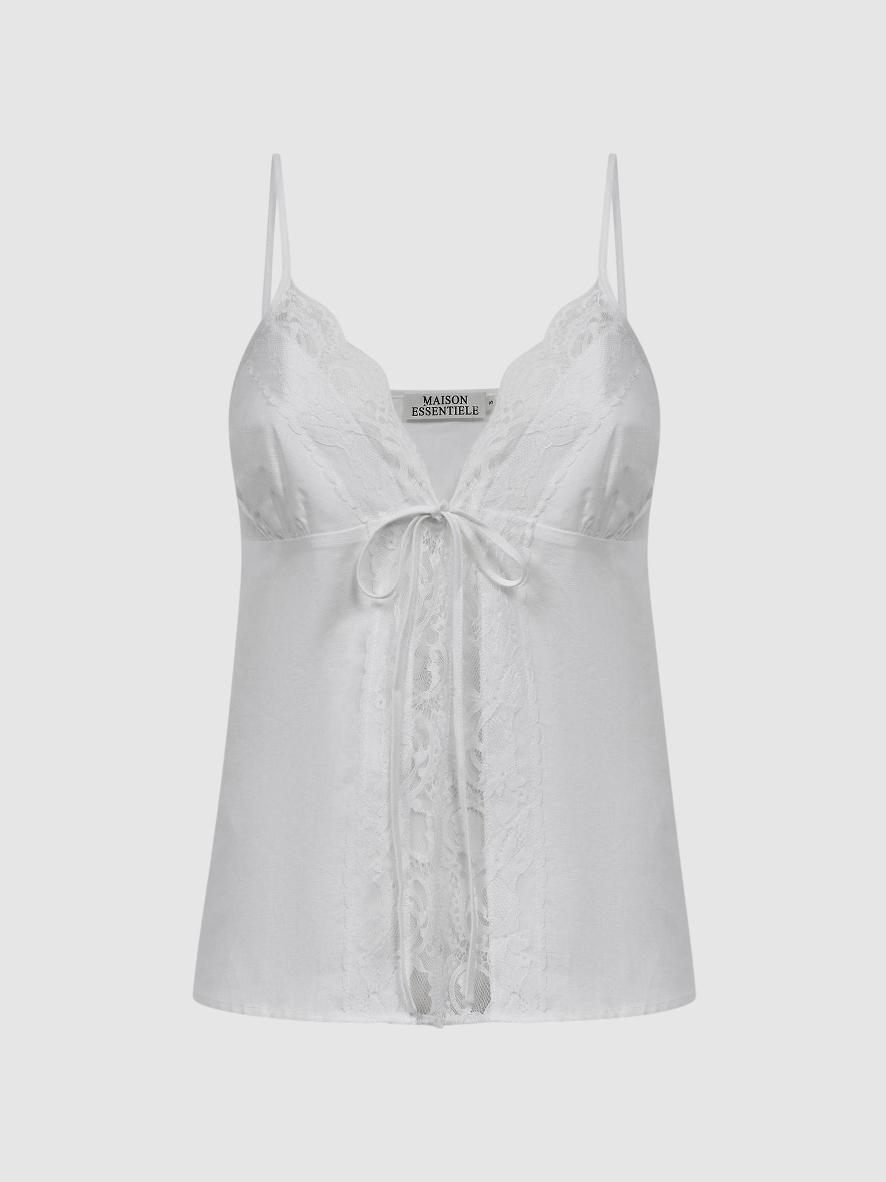 Maison Essentiele Cotton-Linen Cami in Optic White Product Image