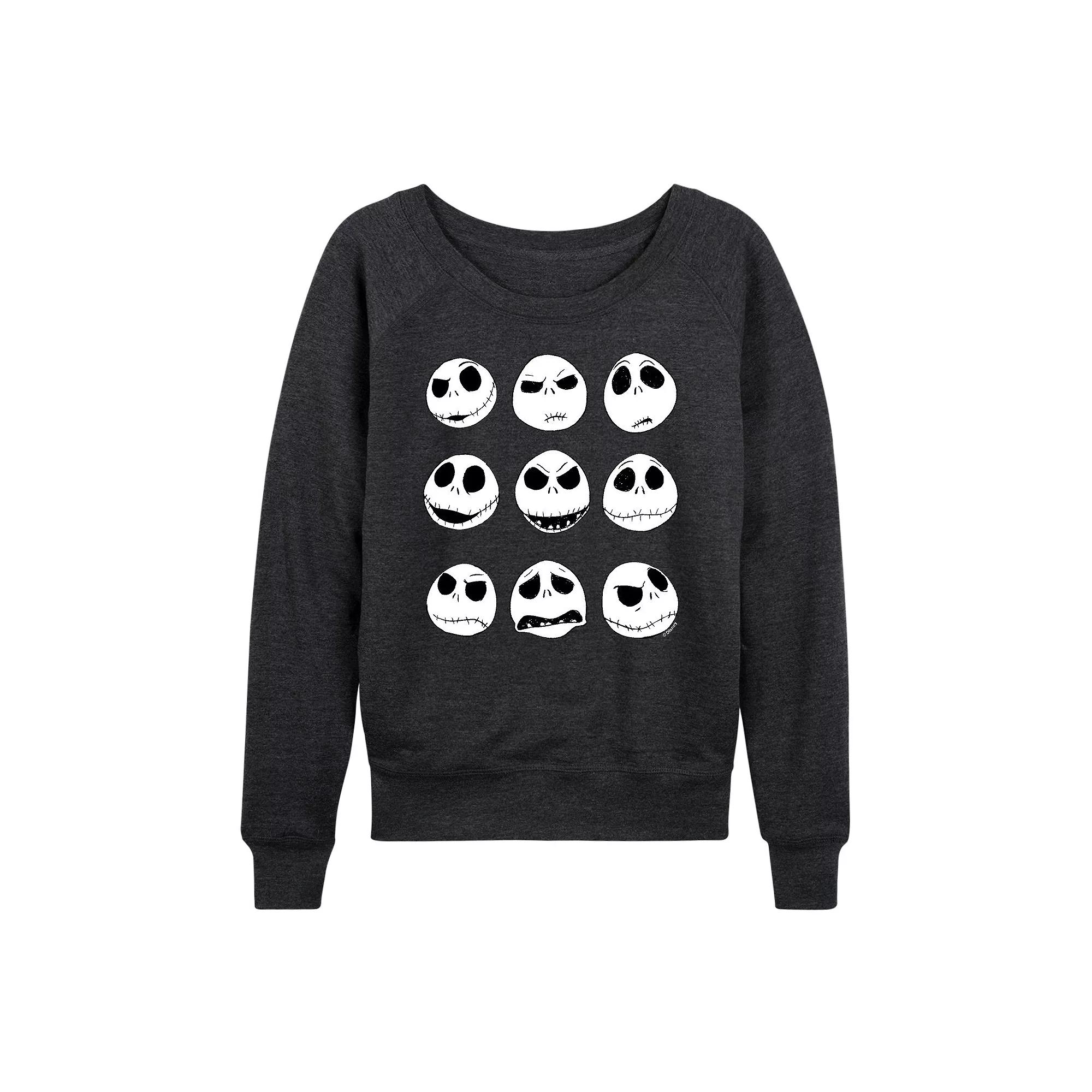 Disney's Nightmare Before Christmas Jack Women's Faces French Terry Long Sleeve Tee,  Product Image