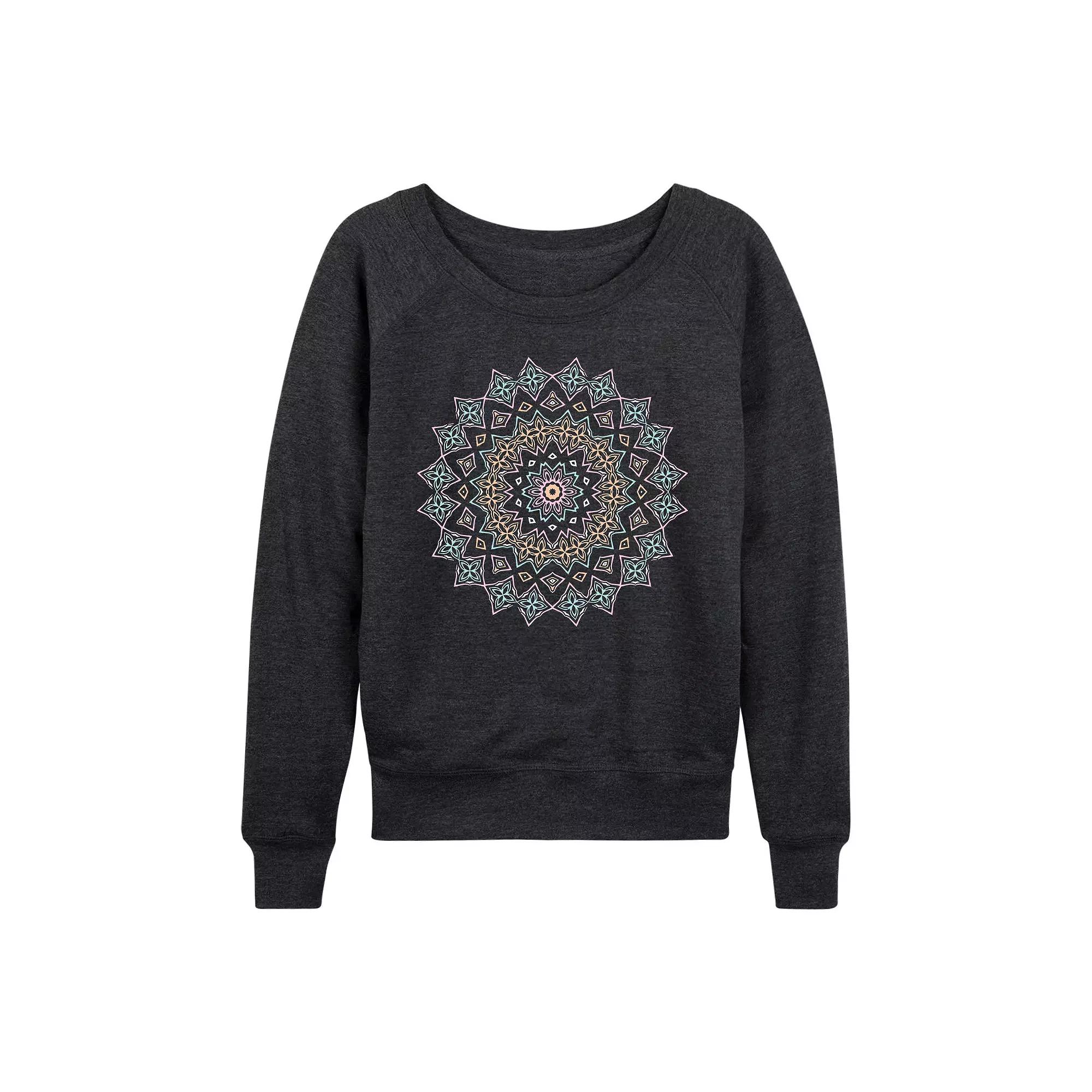 Women's Pastel Mandala French Terry Long Sleeve Tee, Girl's,  Product Image