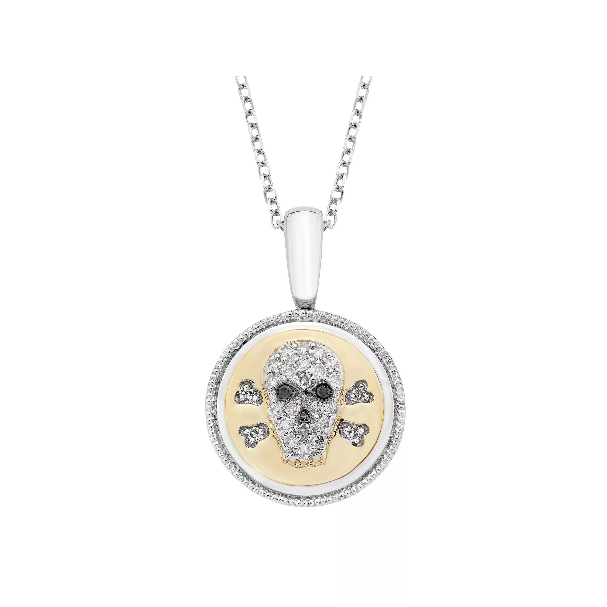 It's Personal 14k Gold Over Sterling Silver Diamond Accent Skull Pendant Necklace, Women's, Size: 18" Product Image