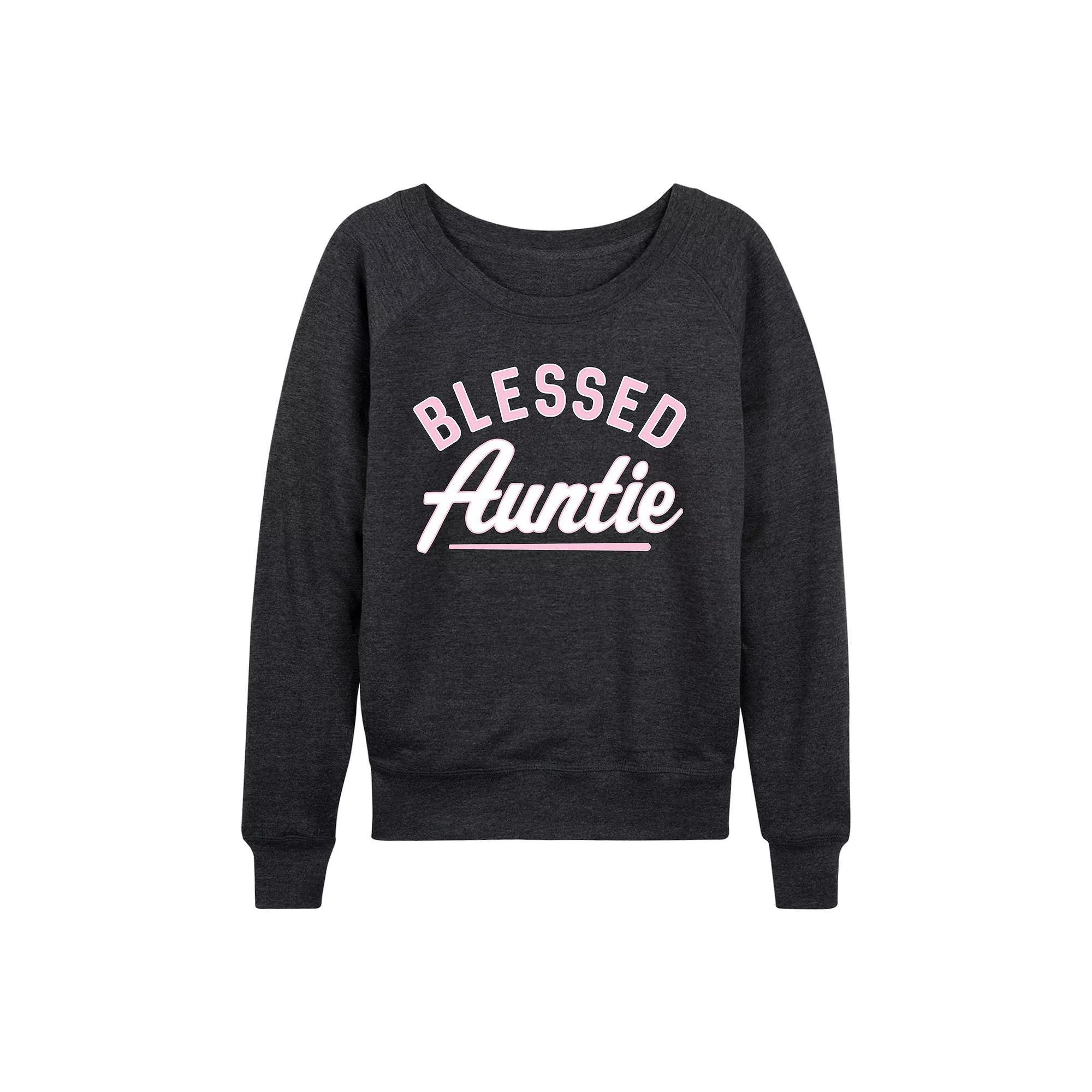 Women's Blessed Auntie French Terry Long Sleeve Tee, Girl's,  Product Image
