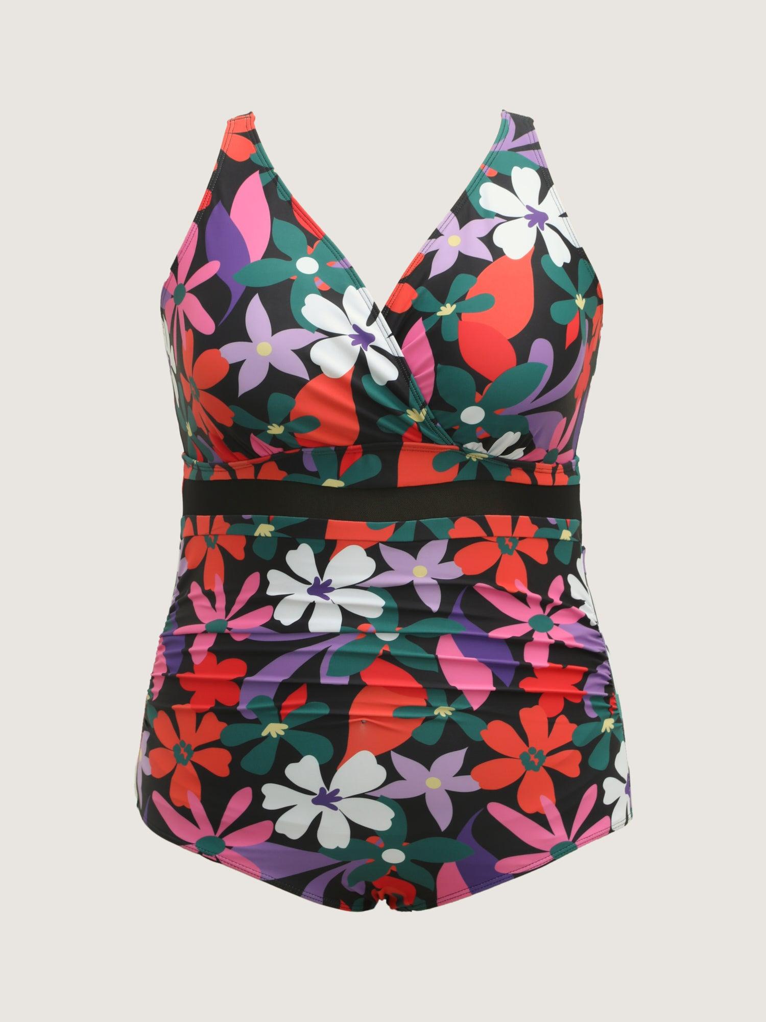 Bright Florals Pleated One-Piece Swimsuit Female Product Image