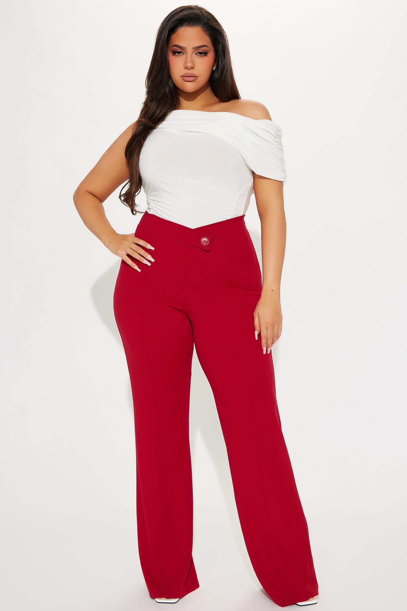 Call It Even Wide Leg Dress Pants - Red Product Image